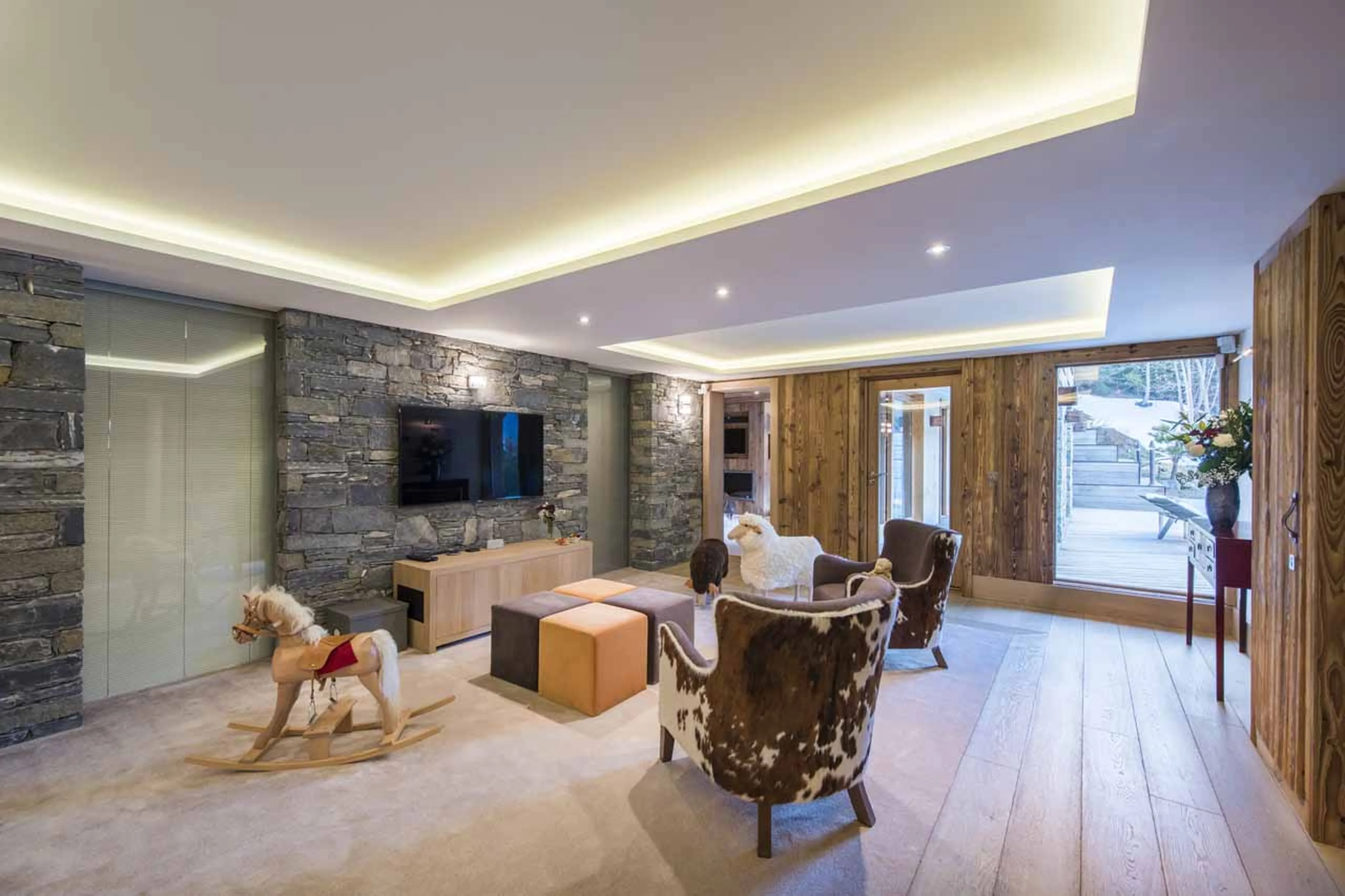 TV in playroom at Chalet Mont Tremblant in Meribel