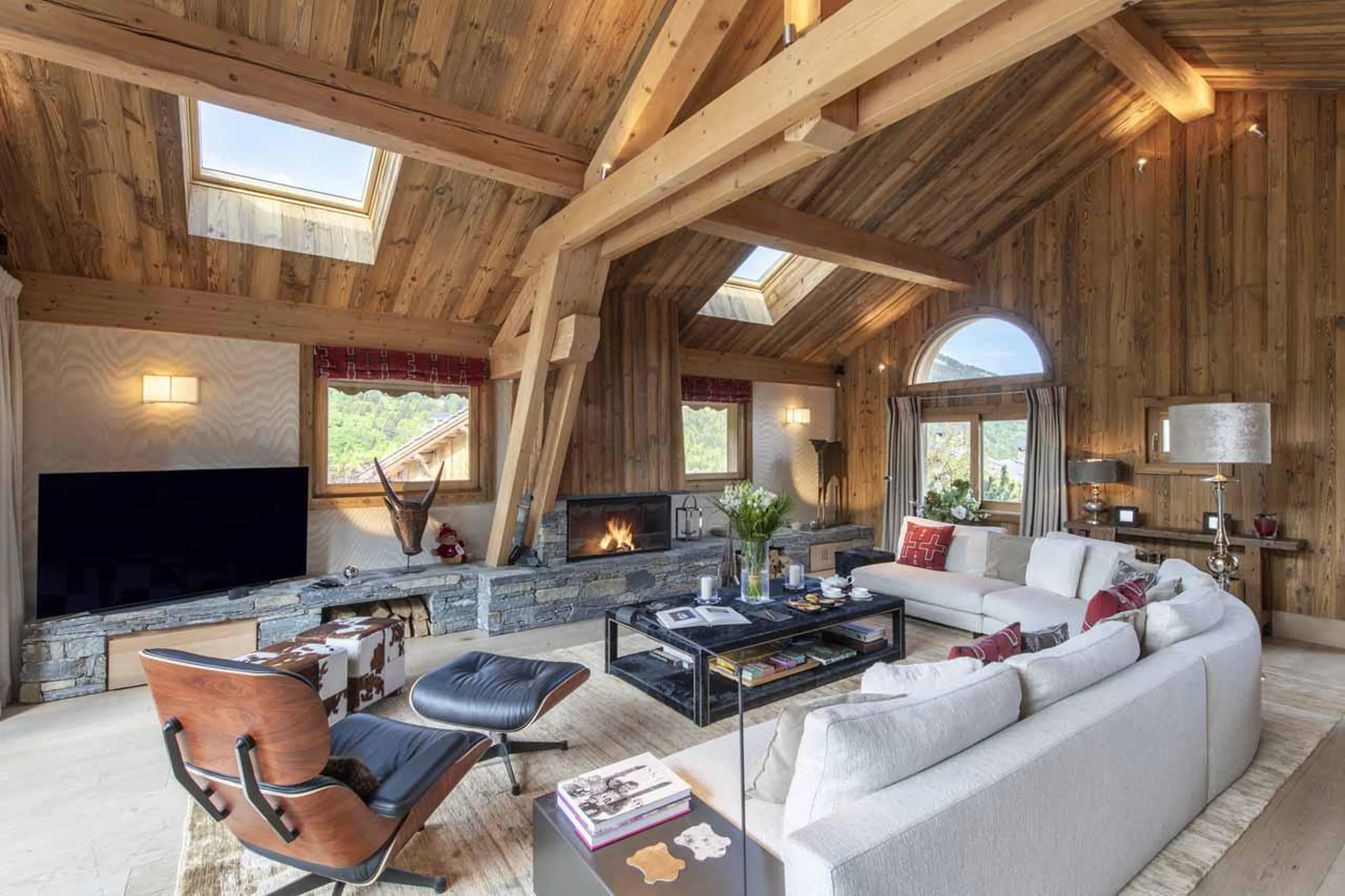 Spacious living room at Chalet Mont Tremblant in Meribel
