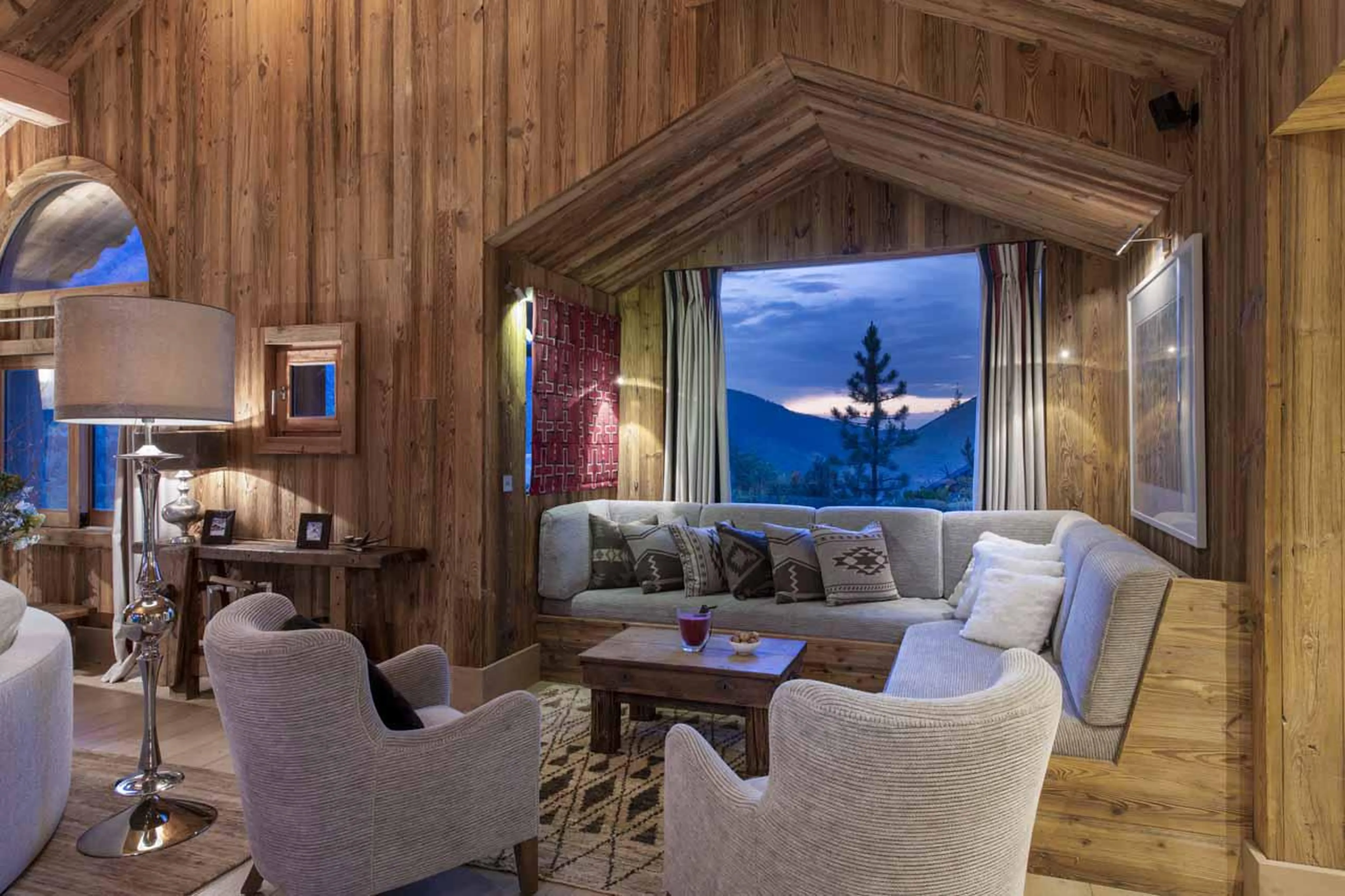 Mountain views from living area at Chalet Mont Tremblant in Meribel