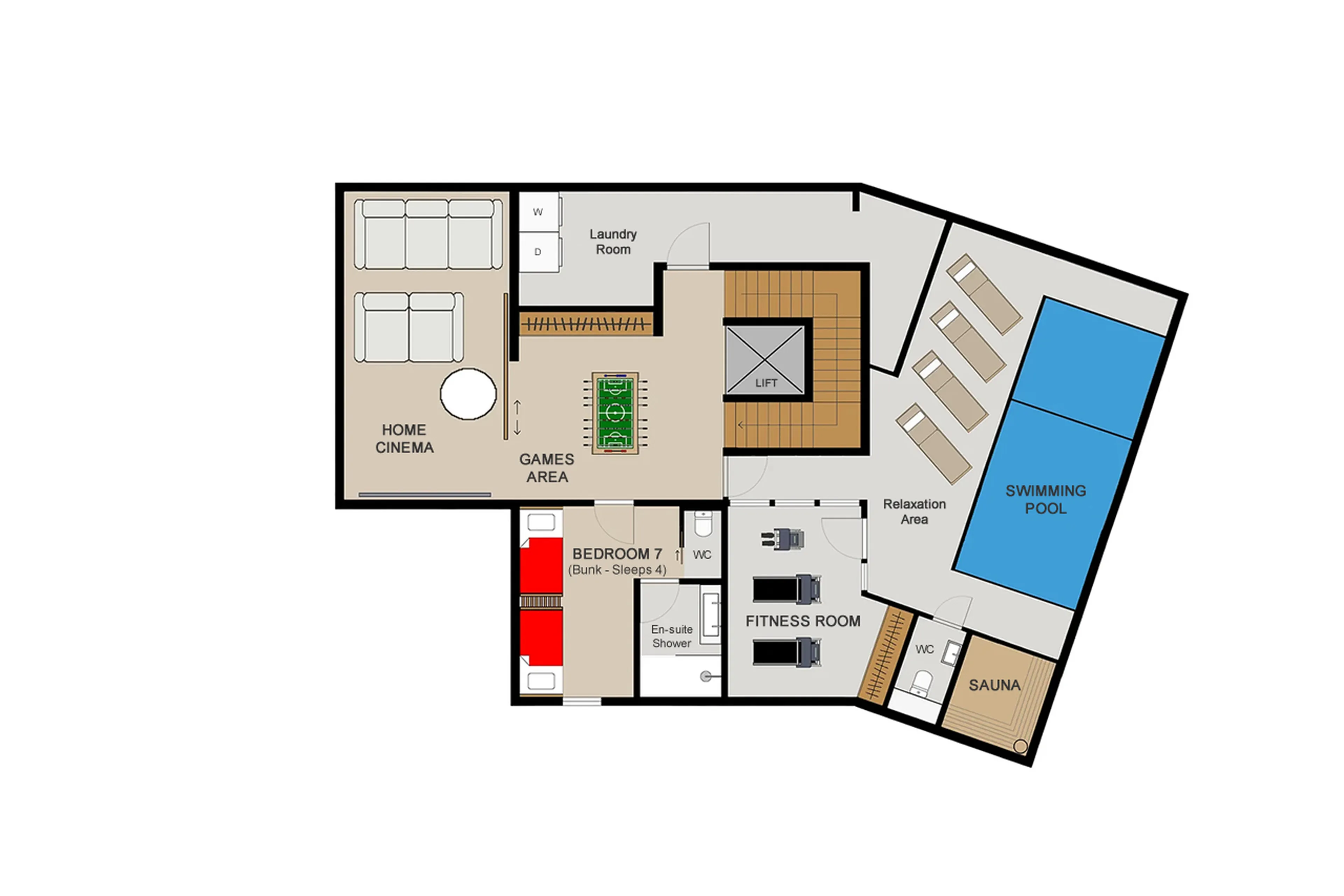 Level -1 floor plan of Chalet Montana in St Martin de Belleville