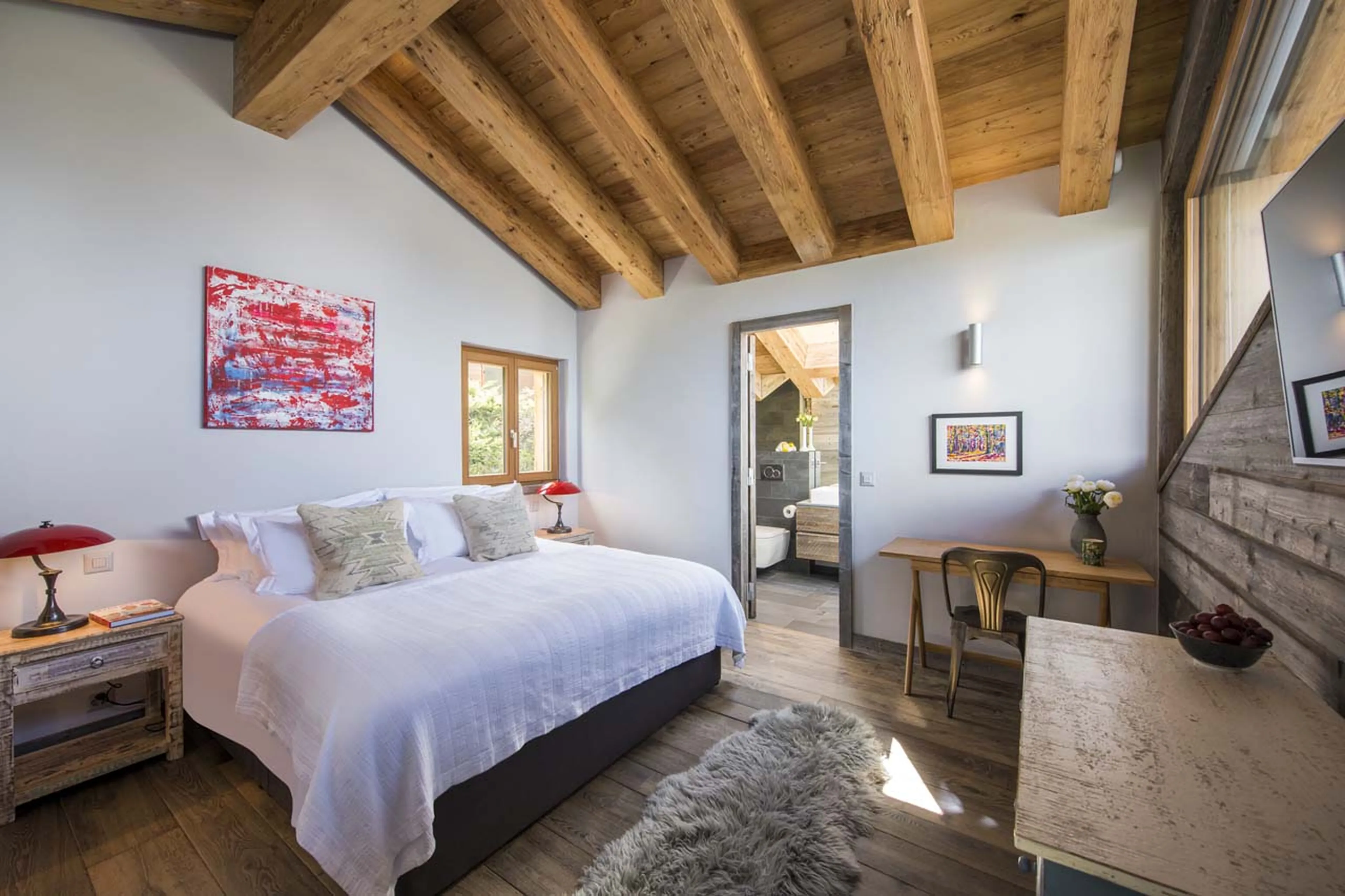 Bedroom one at Chalet Mowgli in Verbier