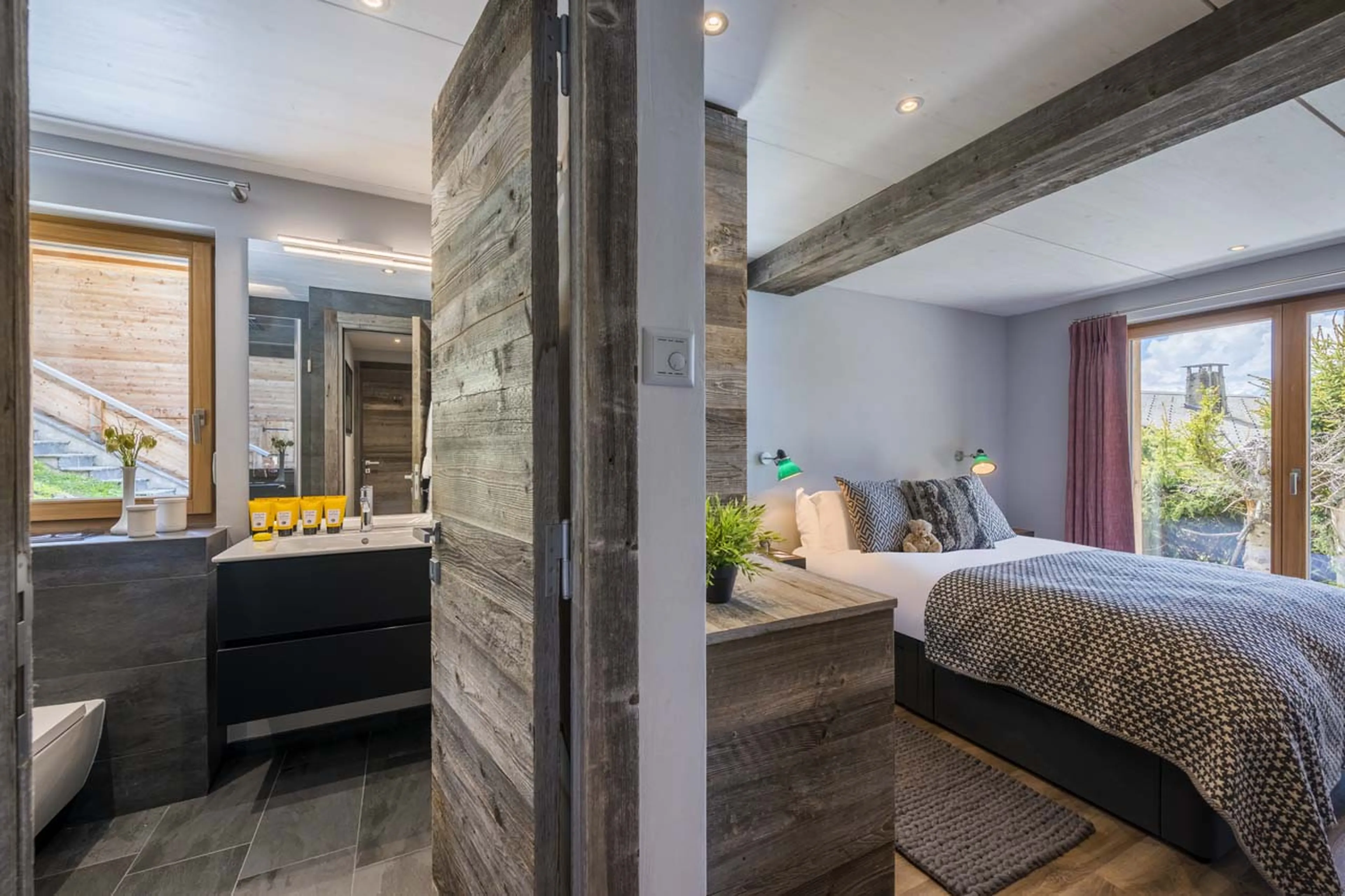 En-suite shower room at  Chalet Mowgli in Verbier