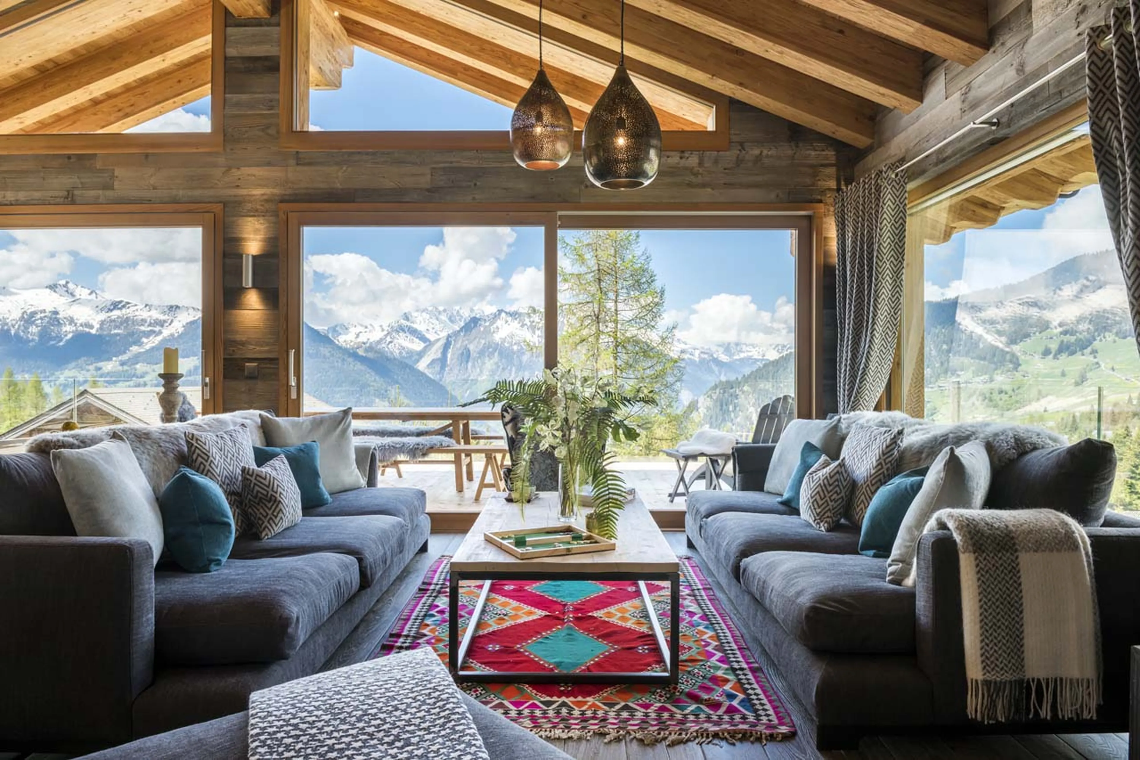 Terrace access from living area of  Chalet Mowgli in Verbier
