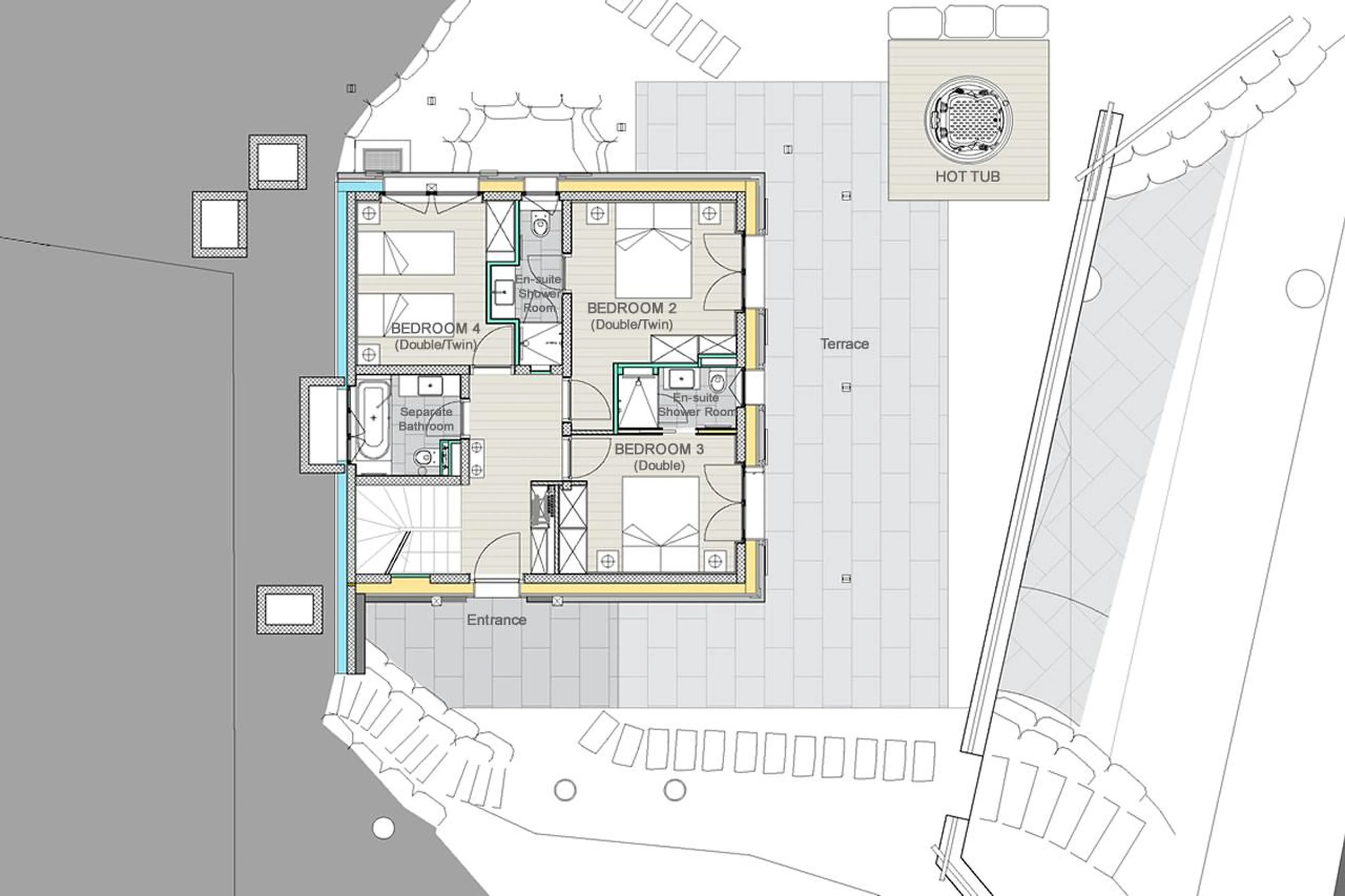 Level 0 floor plan of Chalet Munro in Verbier