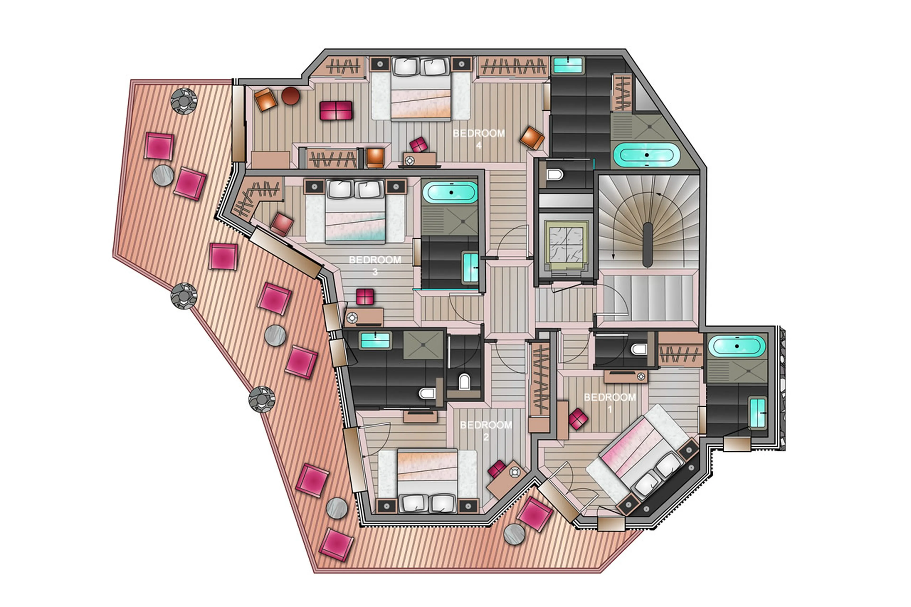 Level 1 floor plan of Chalet Muztagh in Courchevel 1850