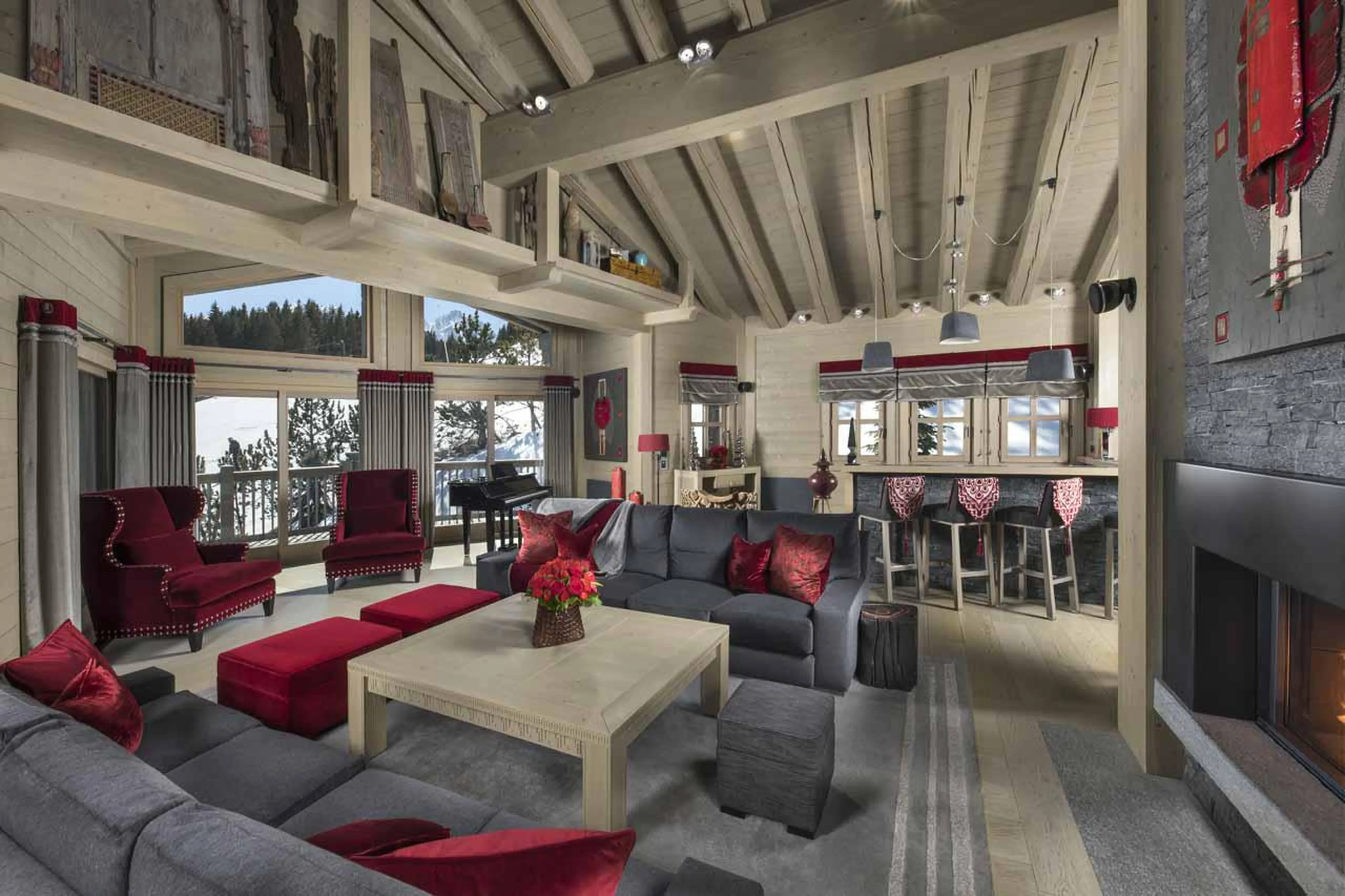 View of living room at Chalet Muztagh in Courchevel 1850