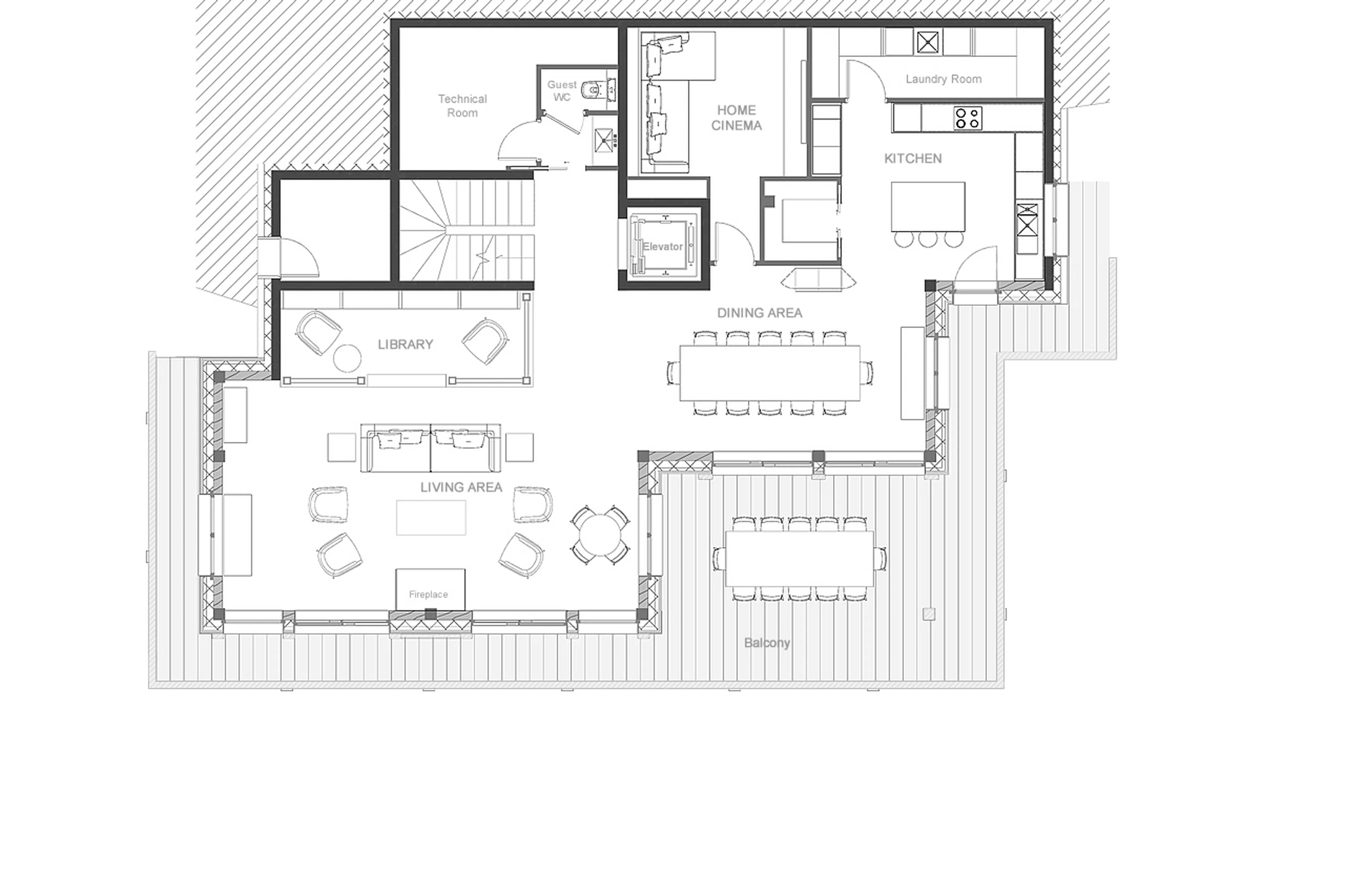 Level -1 floor plan of Chalet Myriam in Meribel