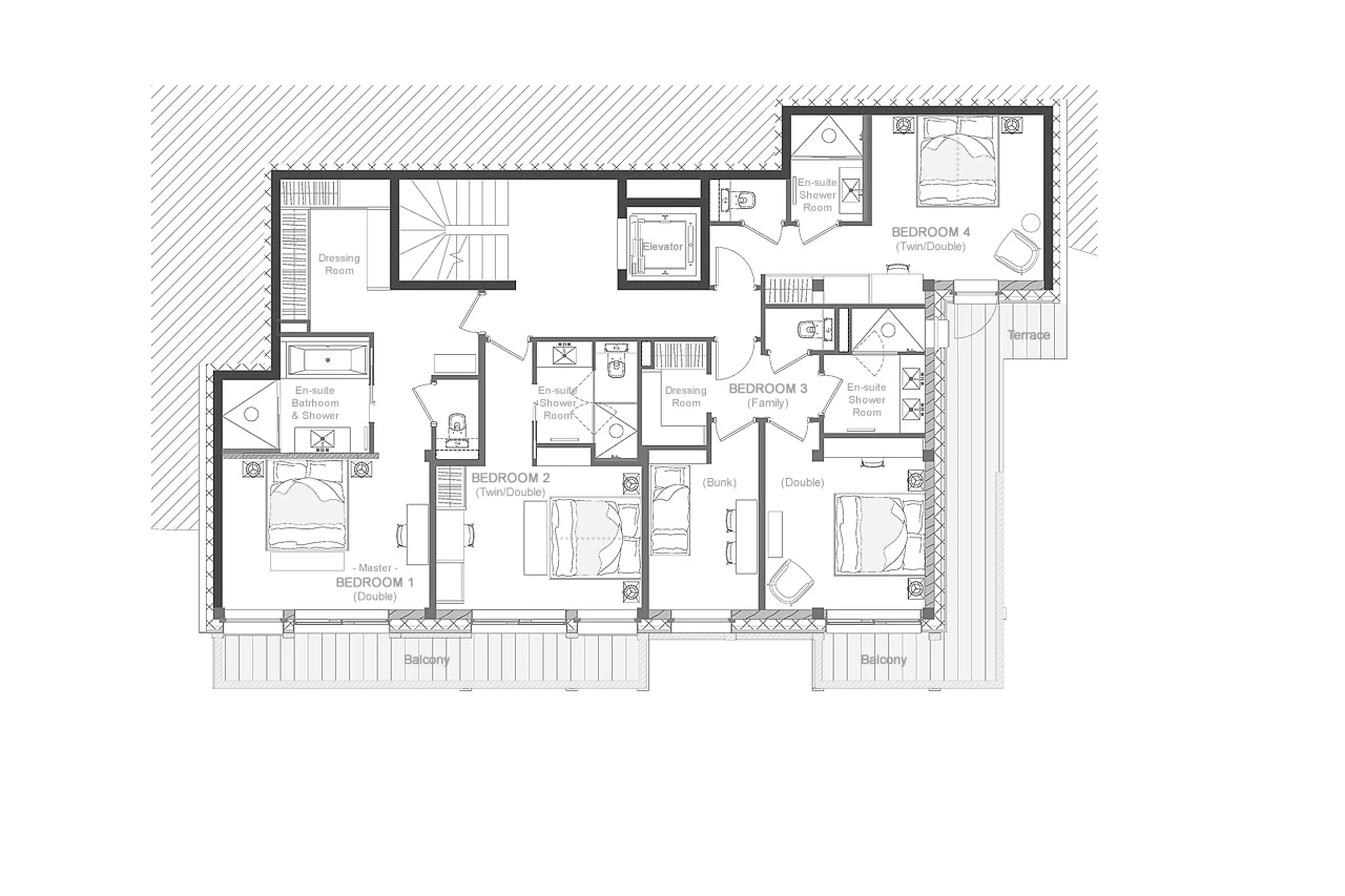 Level -2 floor plan of Chalet Myriam in Meribel