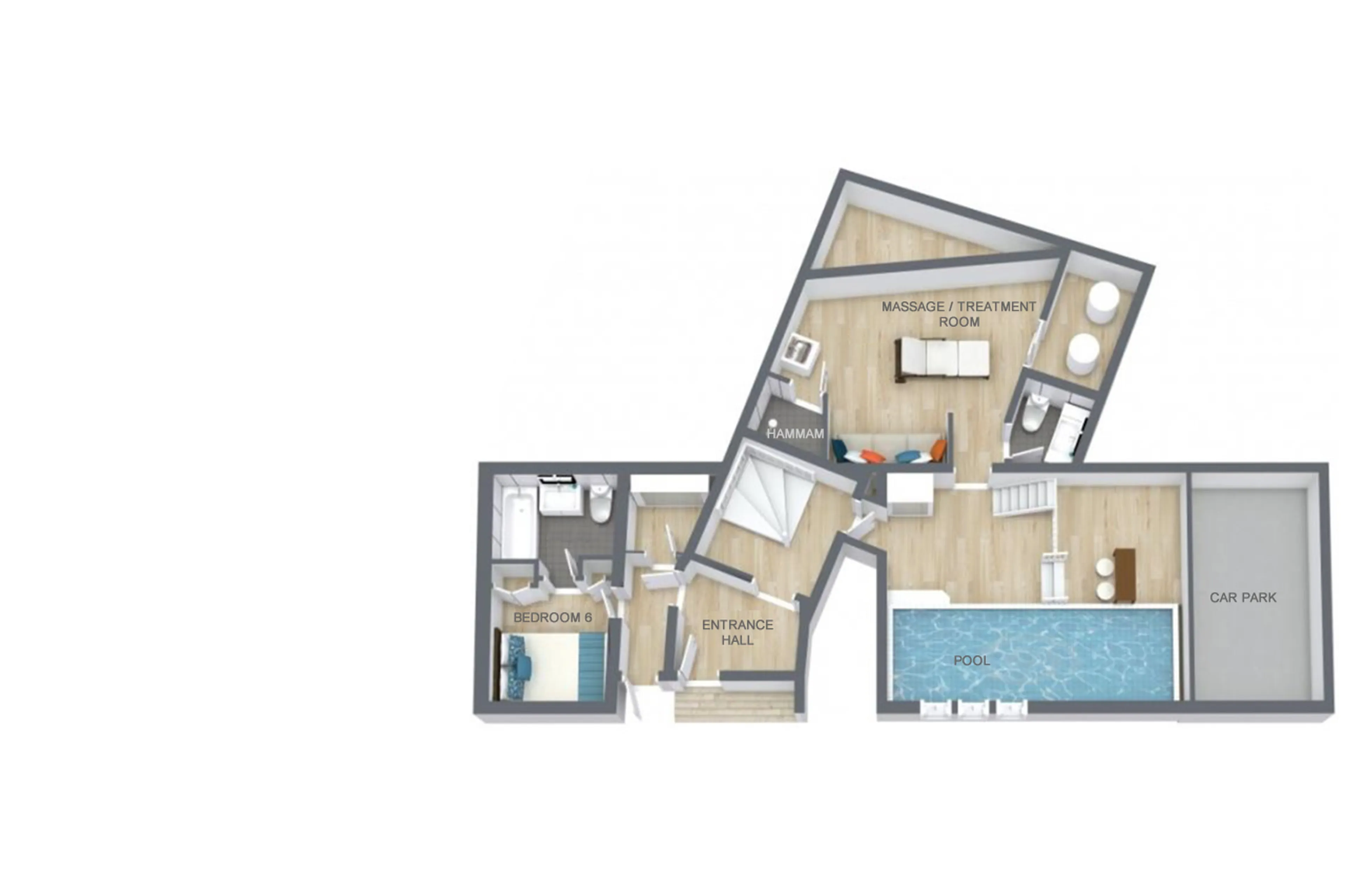 Level 0 floor plan of Chalet Le Namaste in Courchevel 1850