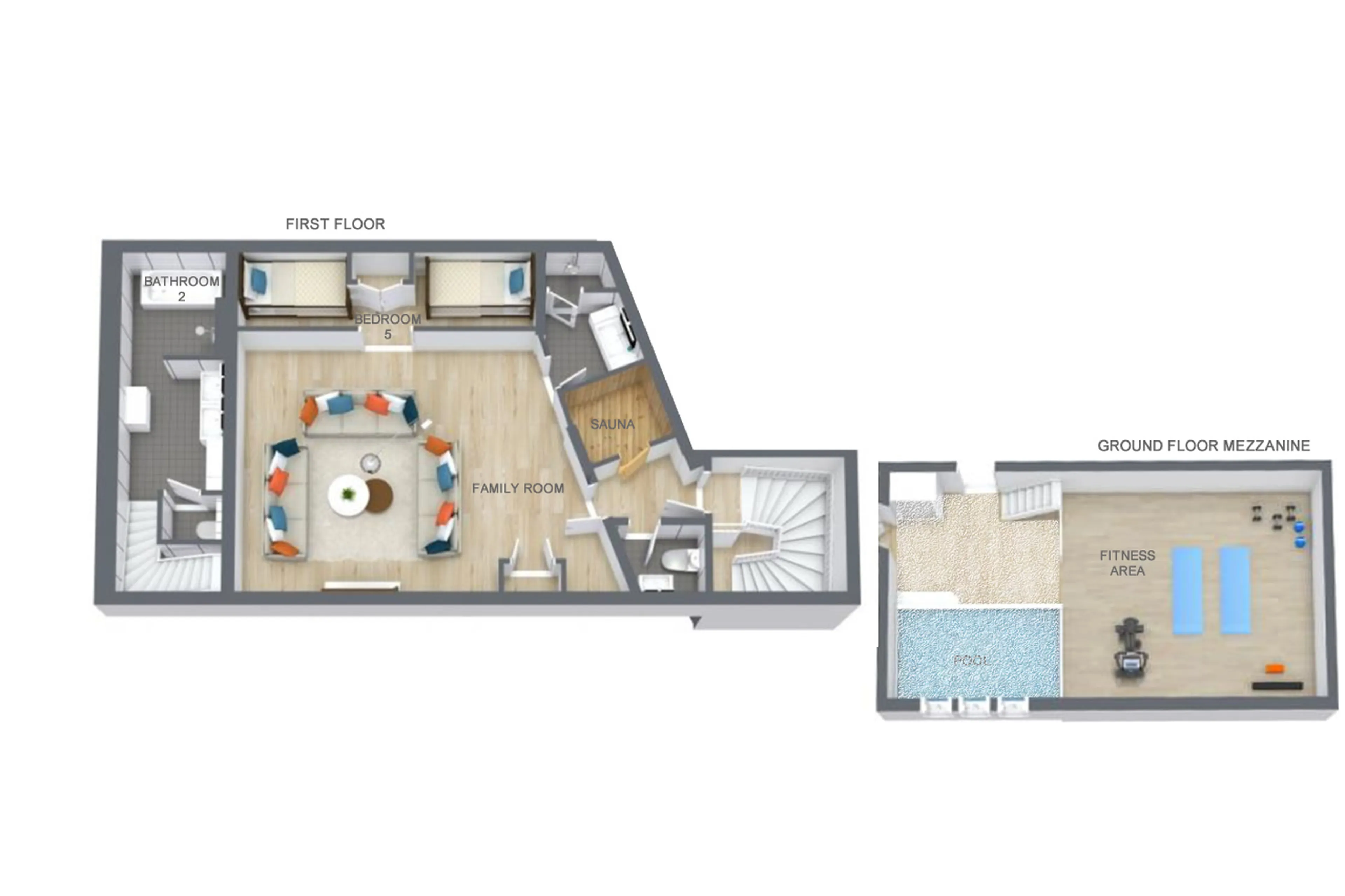 Level 1 floor plan of Chalet Le Namaste in Courchevel 1850