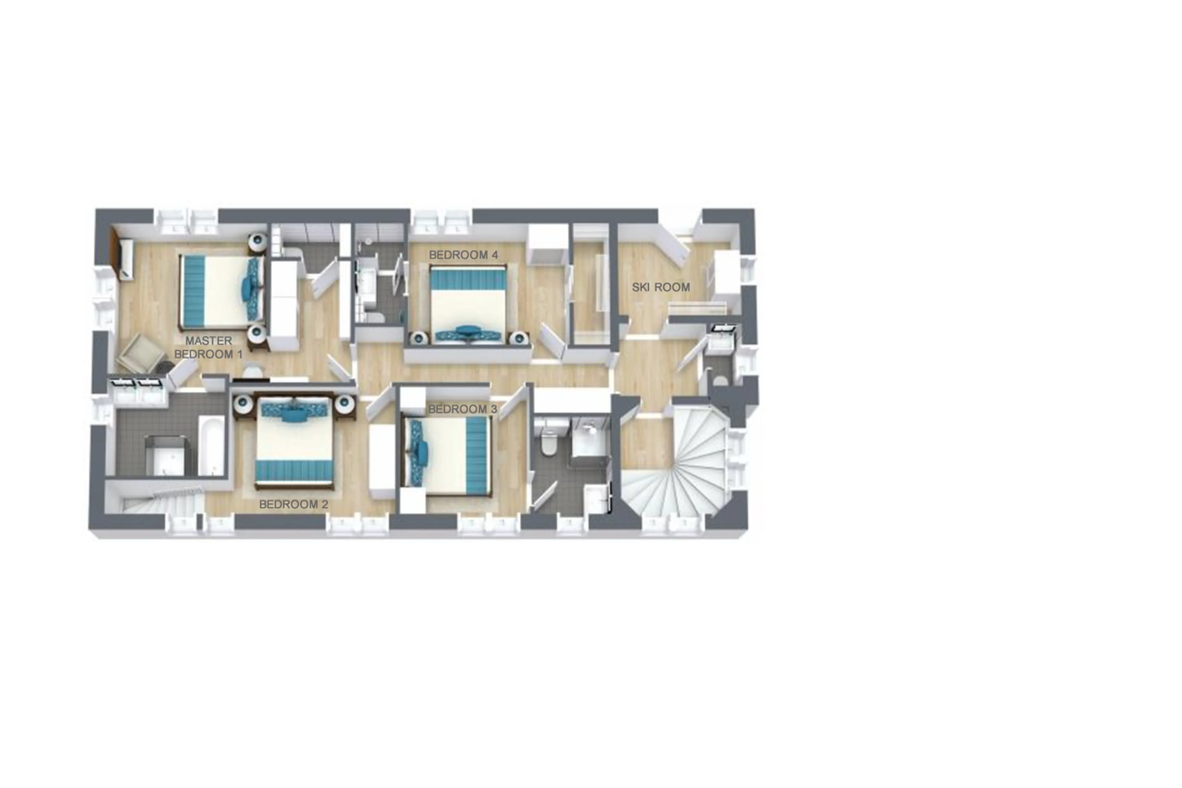 Level 2 floor plan of Chalet Le Namaste in Courchevel 1850