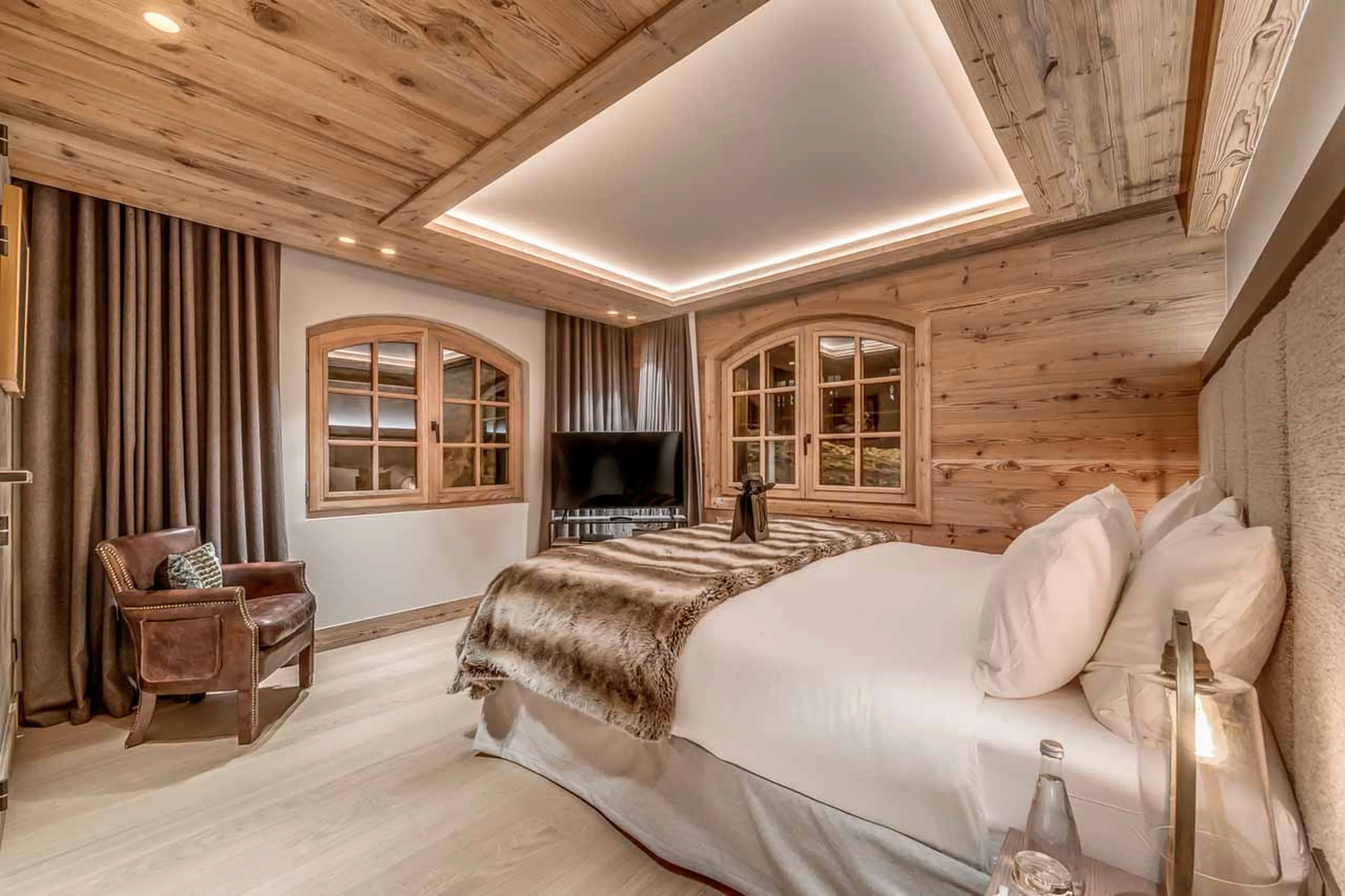Bedroom one at  Chalet Le Namaste in Courchevel 1850