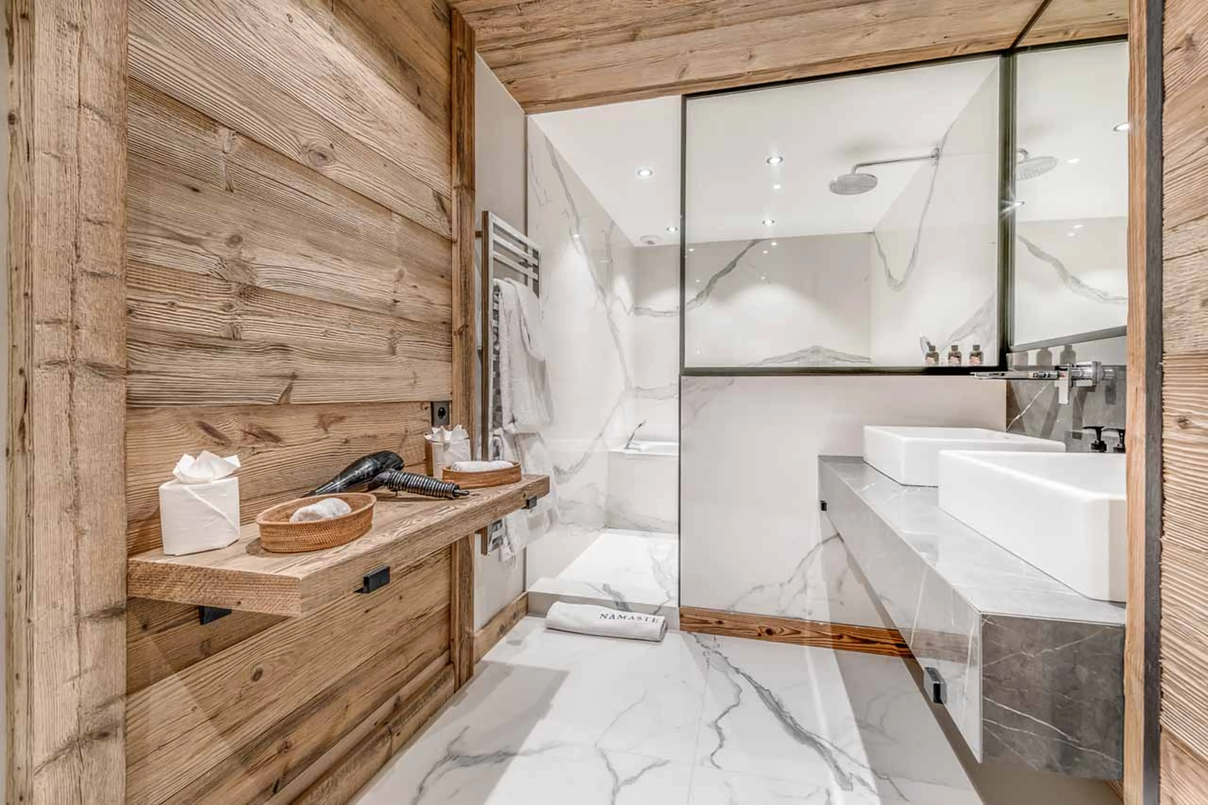 Large bathroom at  Chalet Le Namaste in Courchevel 1850