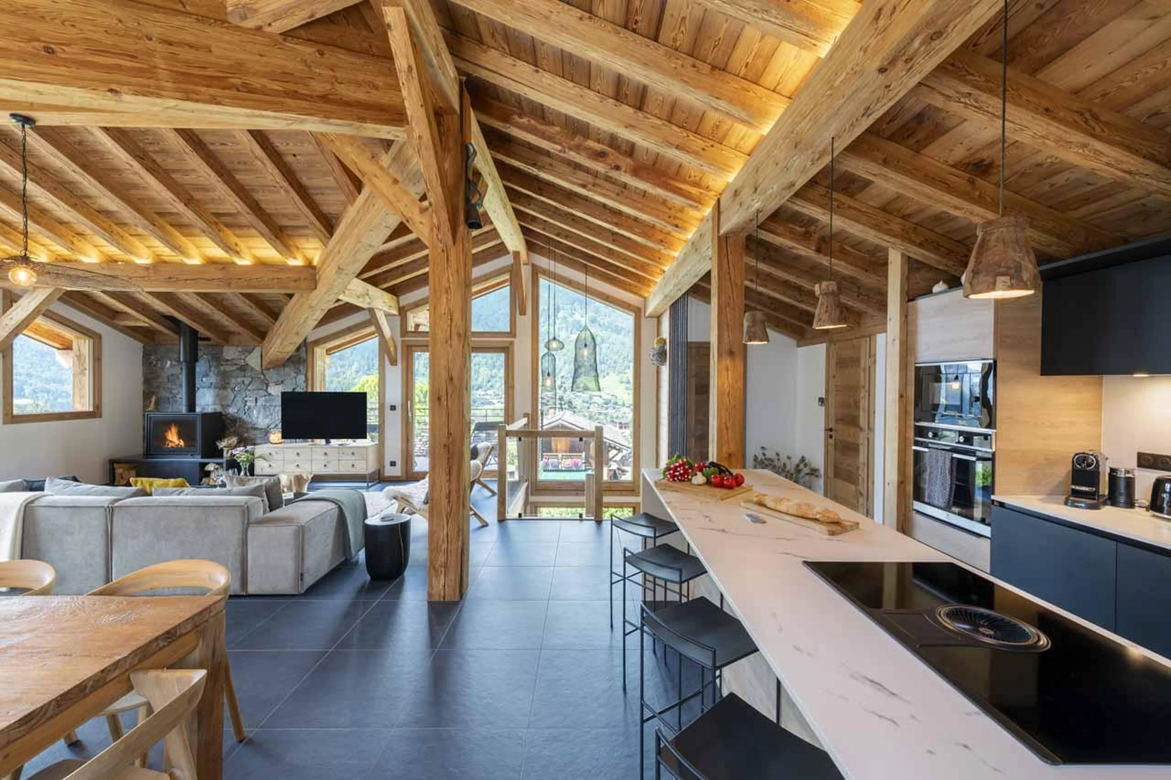 Stunning vaulted windows in Chalet Nanook, Morzine