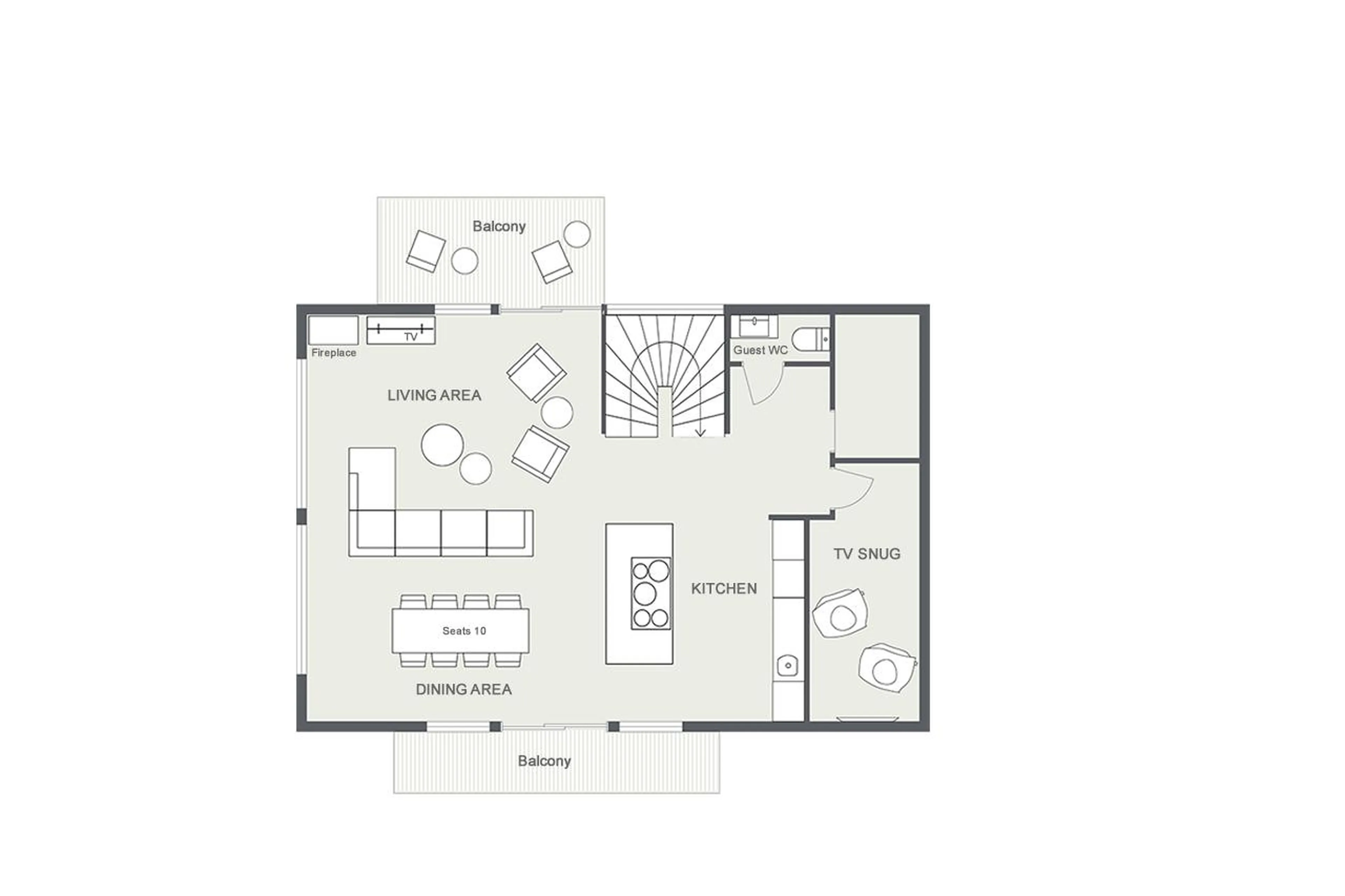 Level 2 floor plan of Chalet Nanook in Morzine