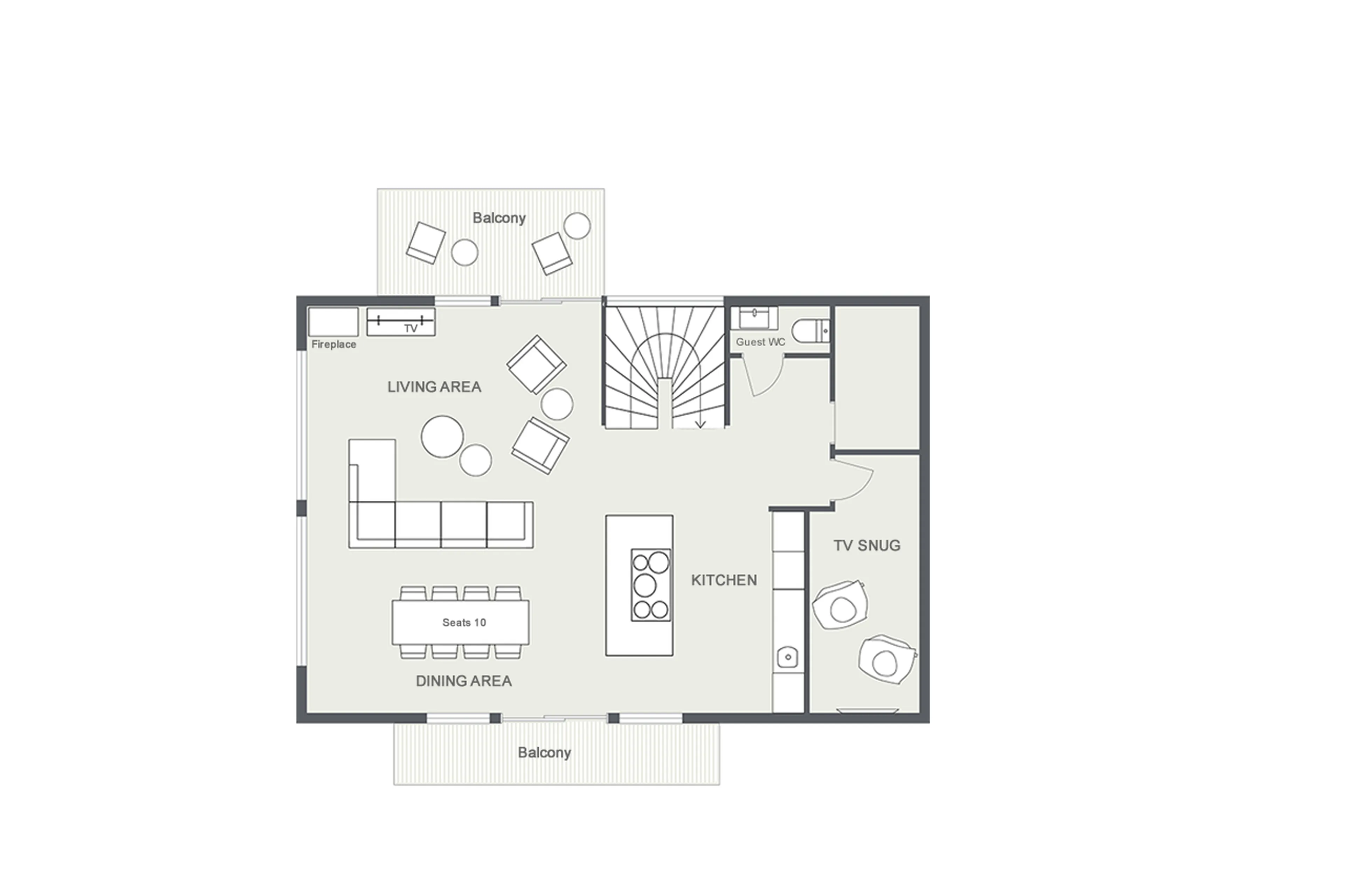 Level 2 floor plan of Chalet Nanook in Morzine