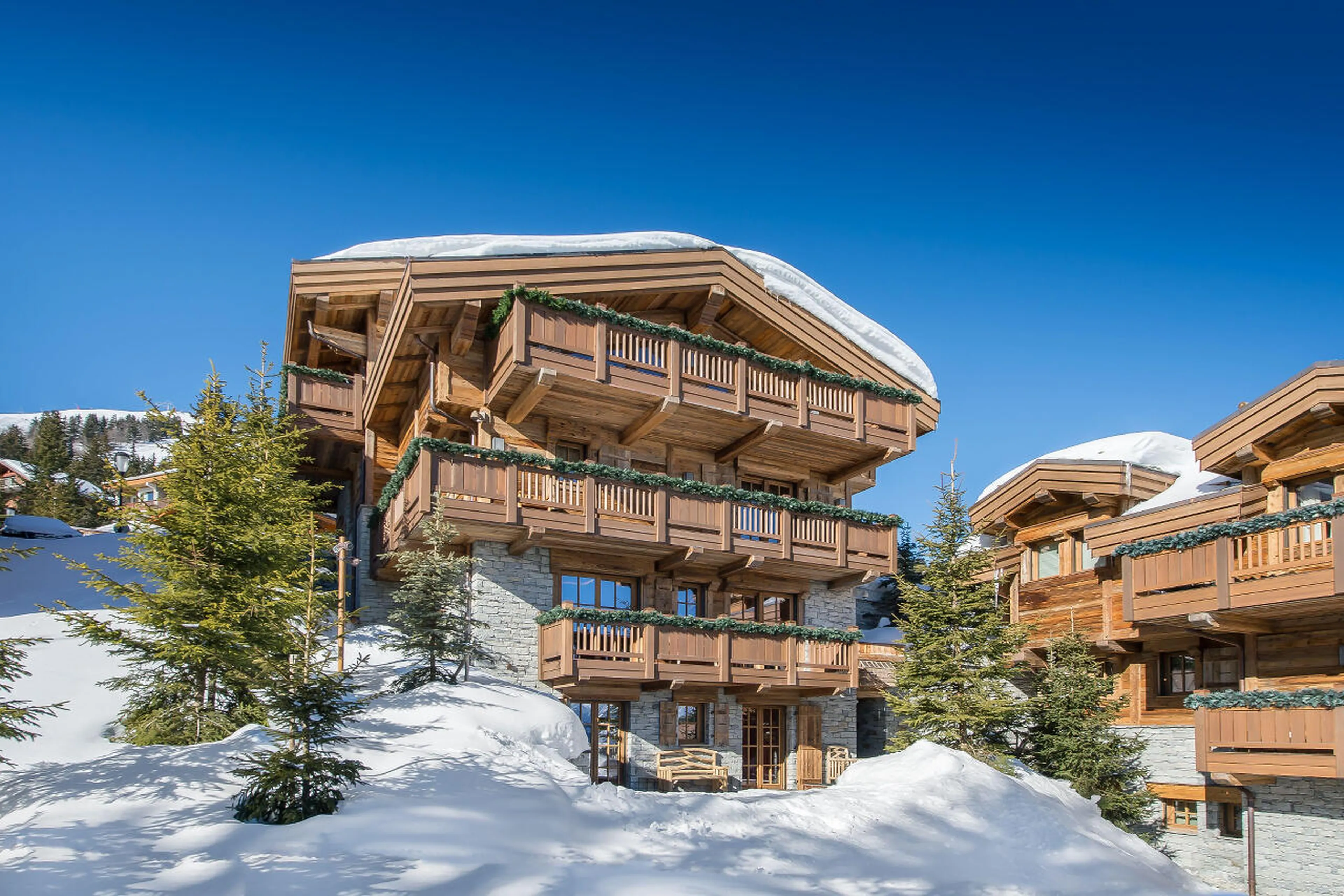 Exterior of 5-leveled luxury Chalet Nanuq in Courchevel 1850