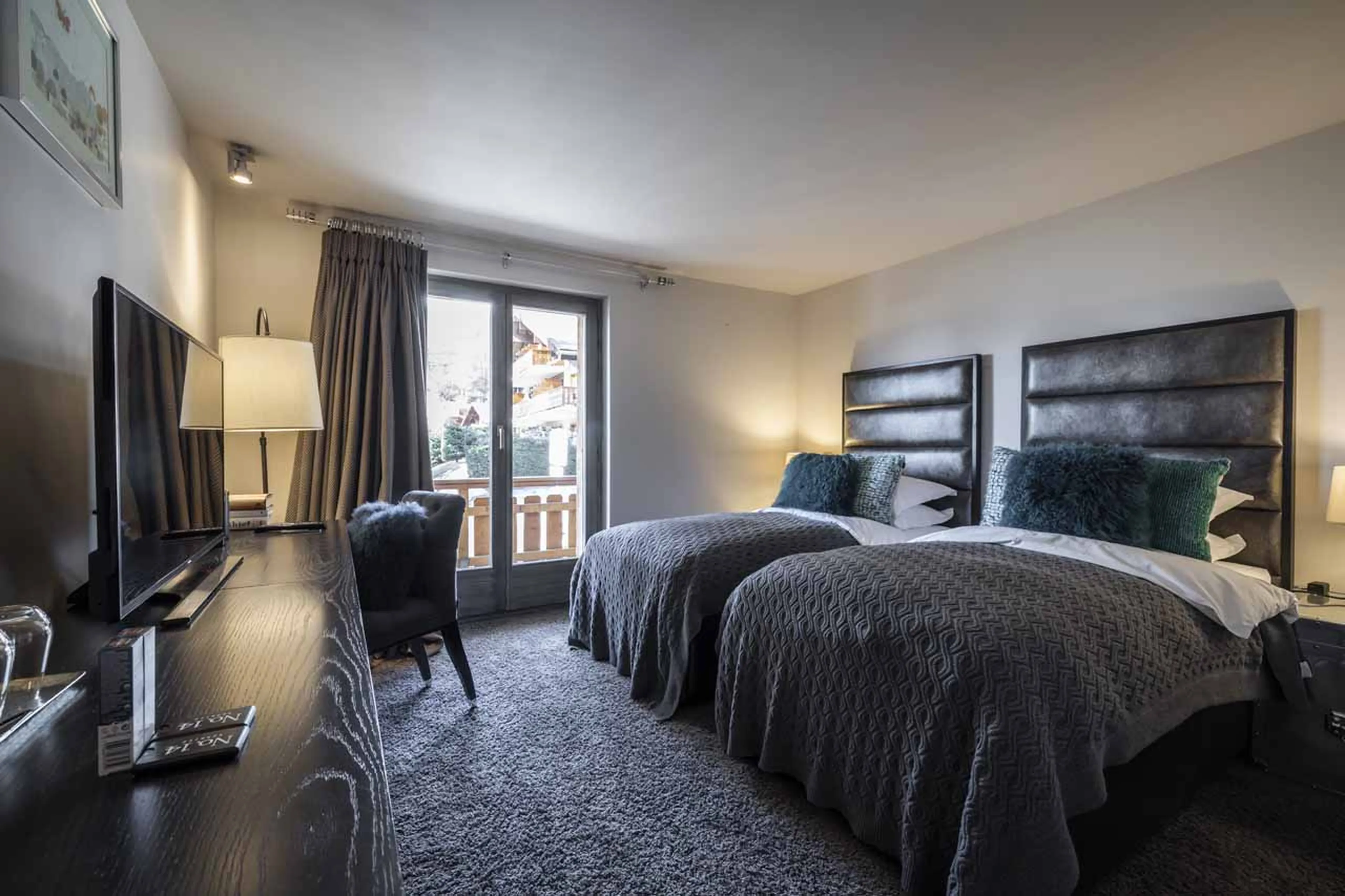 Bedroom one at Chalet No 14 in Verbier