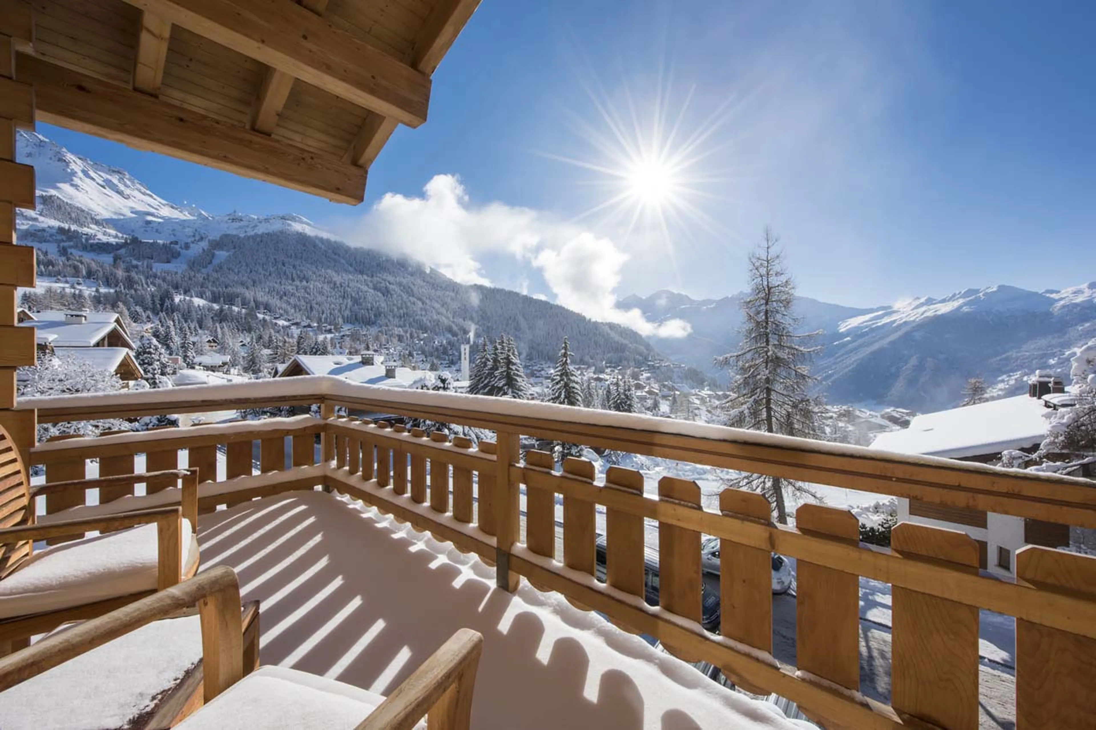 Mater bedroom balcony at Chalet No 14 in Verbier