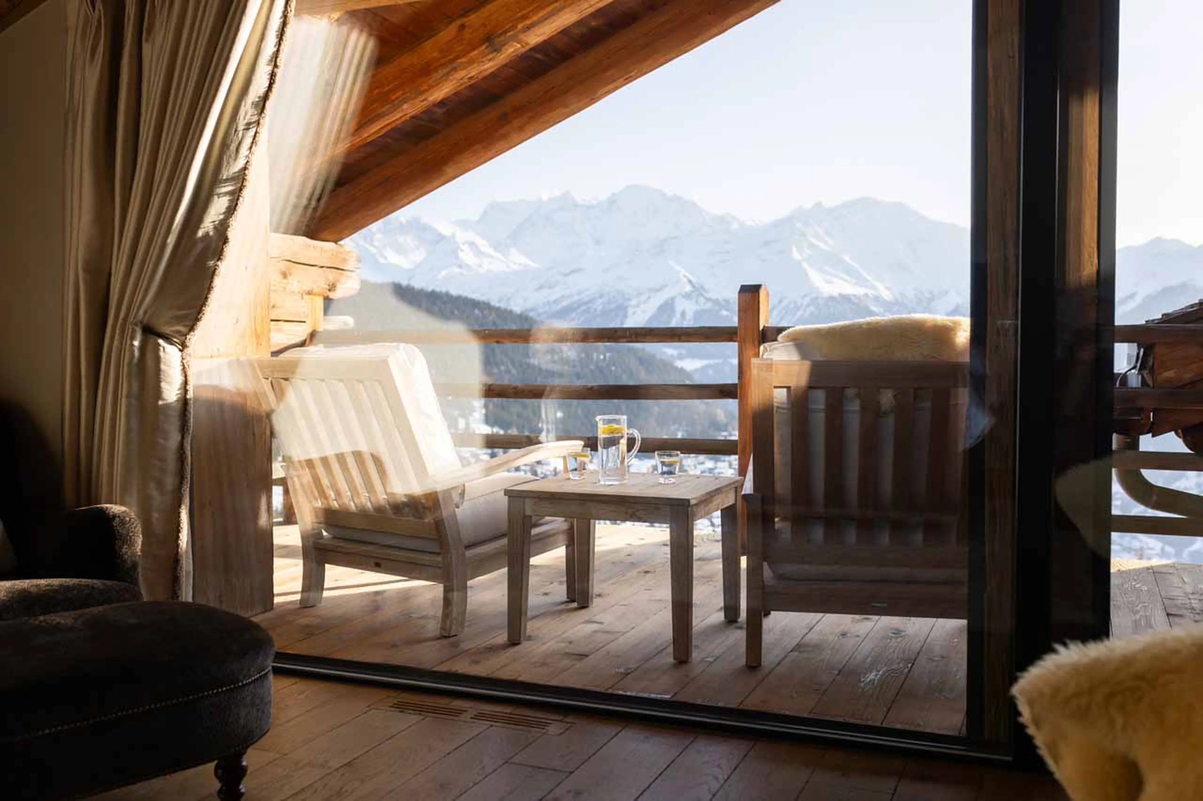 Bedroom 1 balcony at Chalet Norte in Verbier