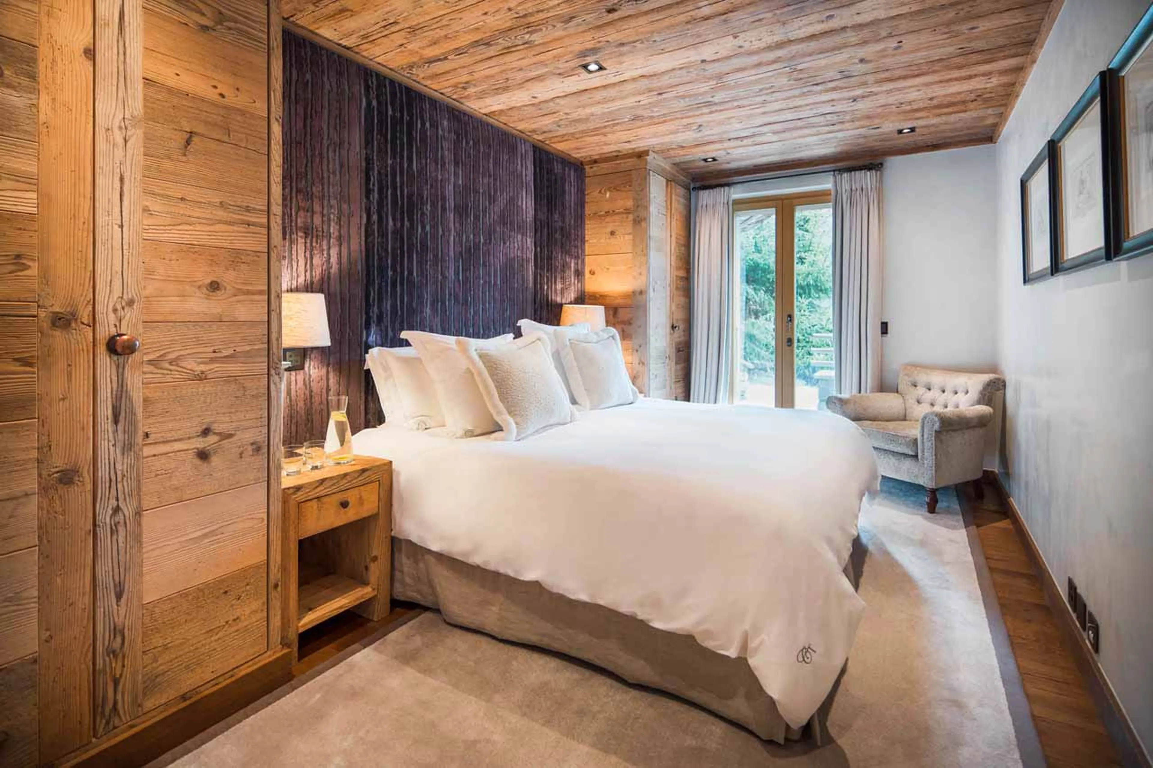 Bedroom three terrace access at Alpine Estate in Verbier