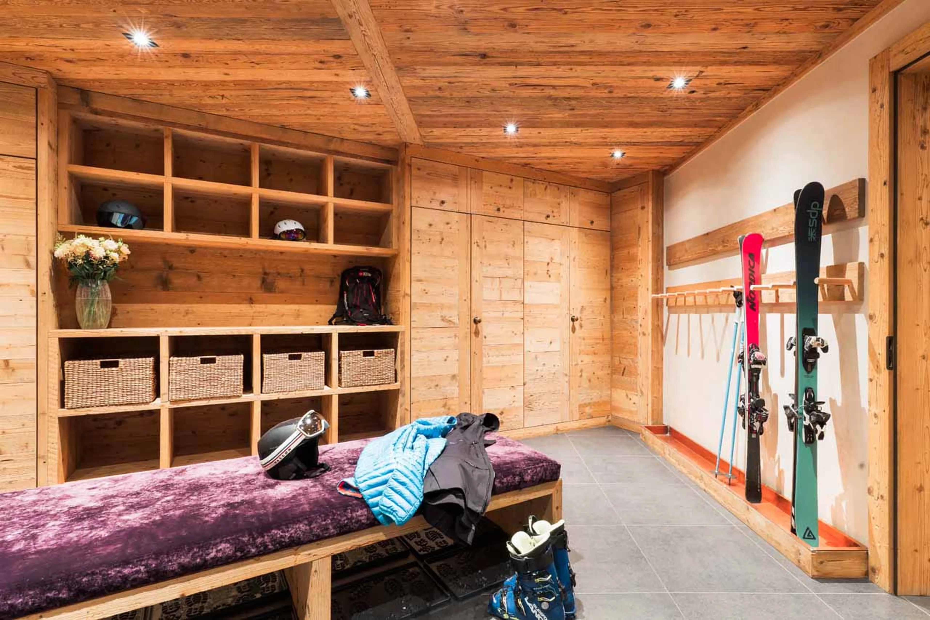 Ski room at Chalet Norte in Verbier