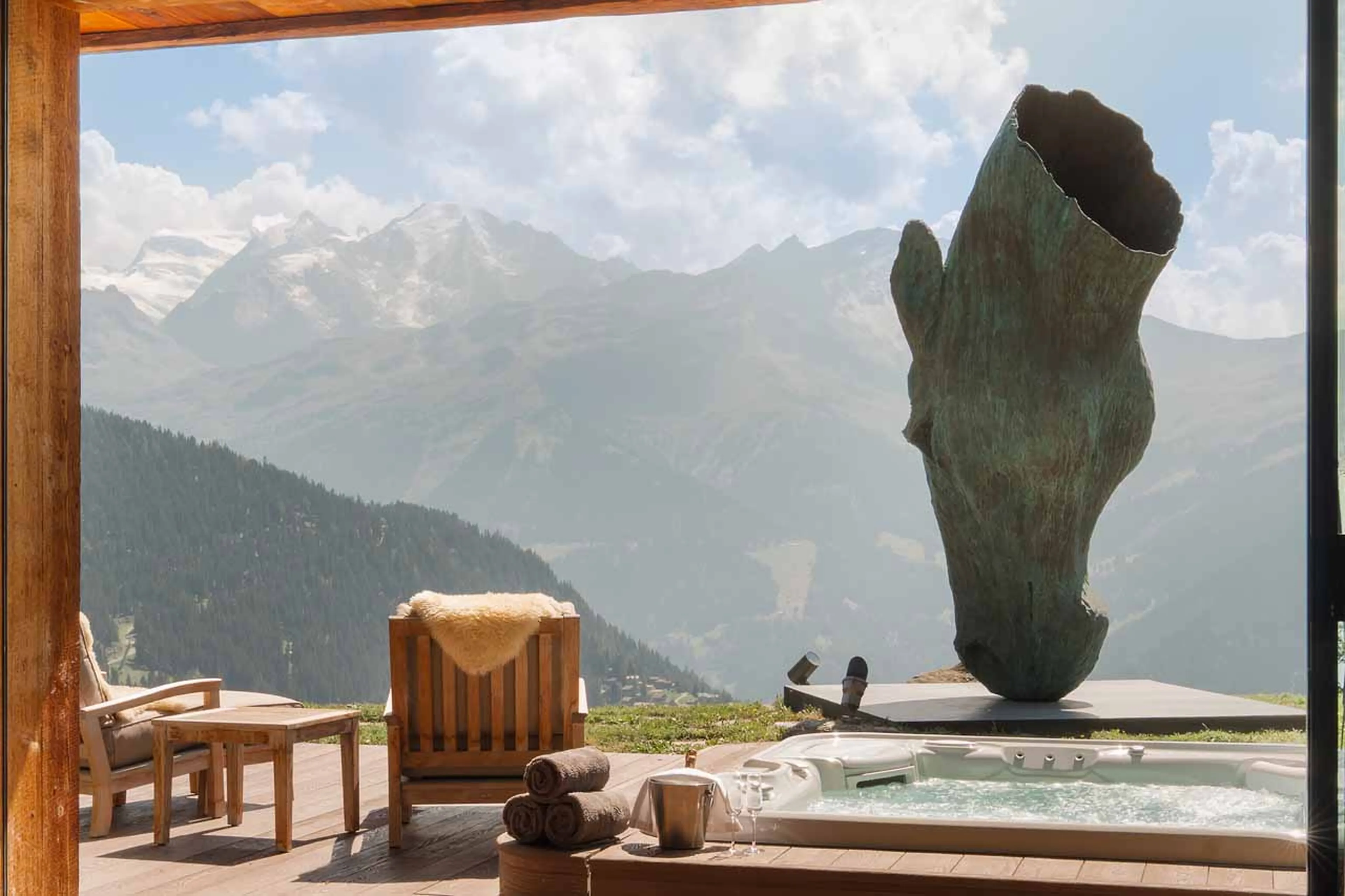 Outdoor hot tub at Alpine Estate in Verbier