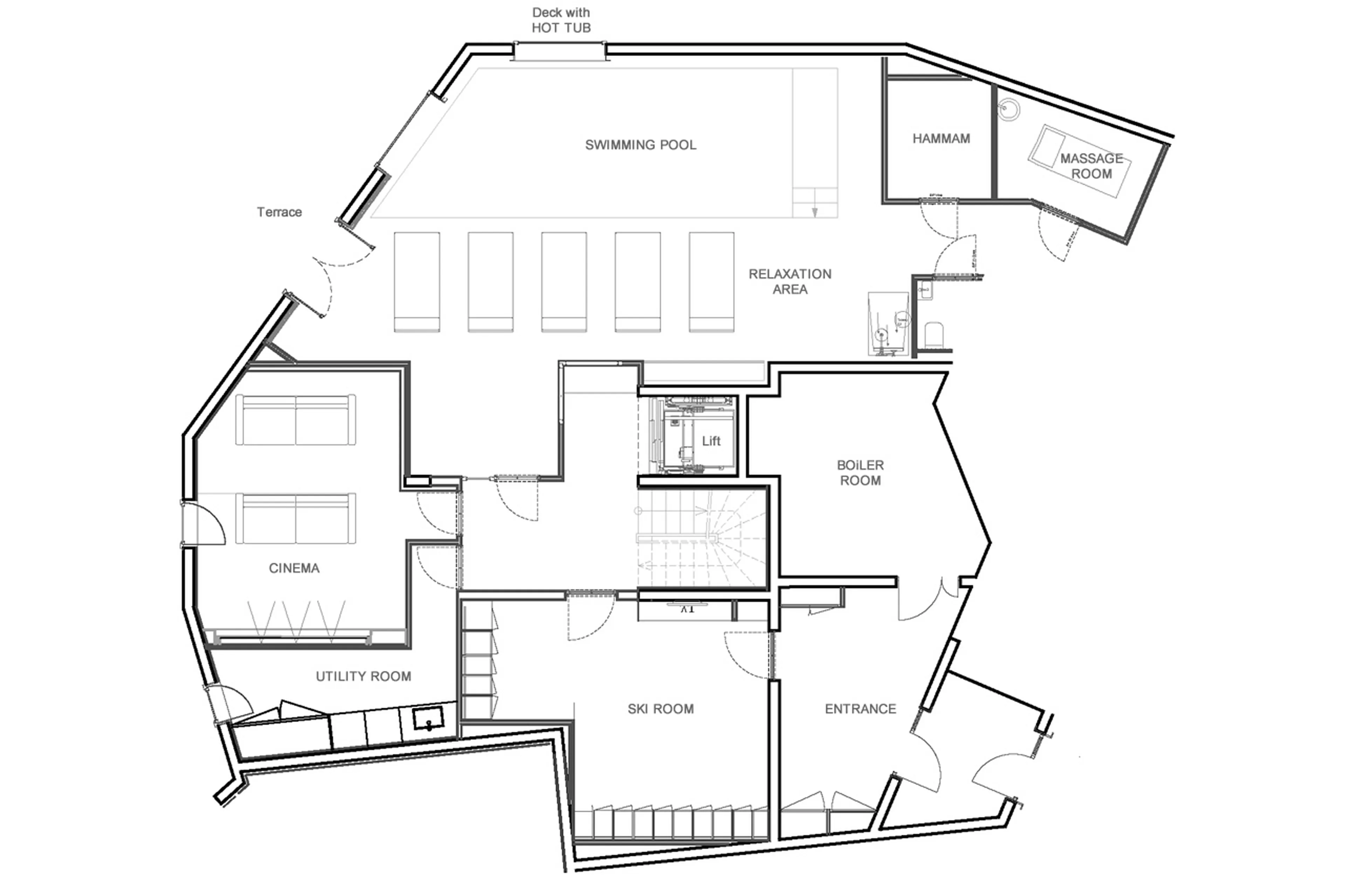 Level -1 floor plan of Chalet O Valala in Val d'Isere