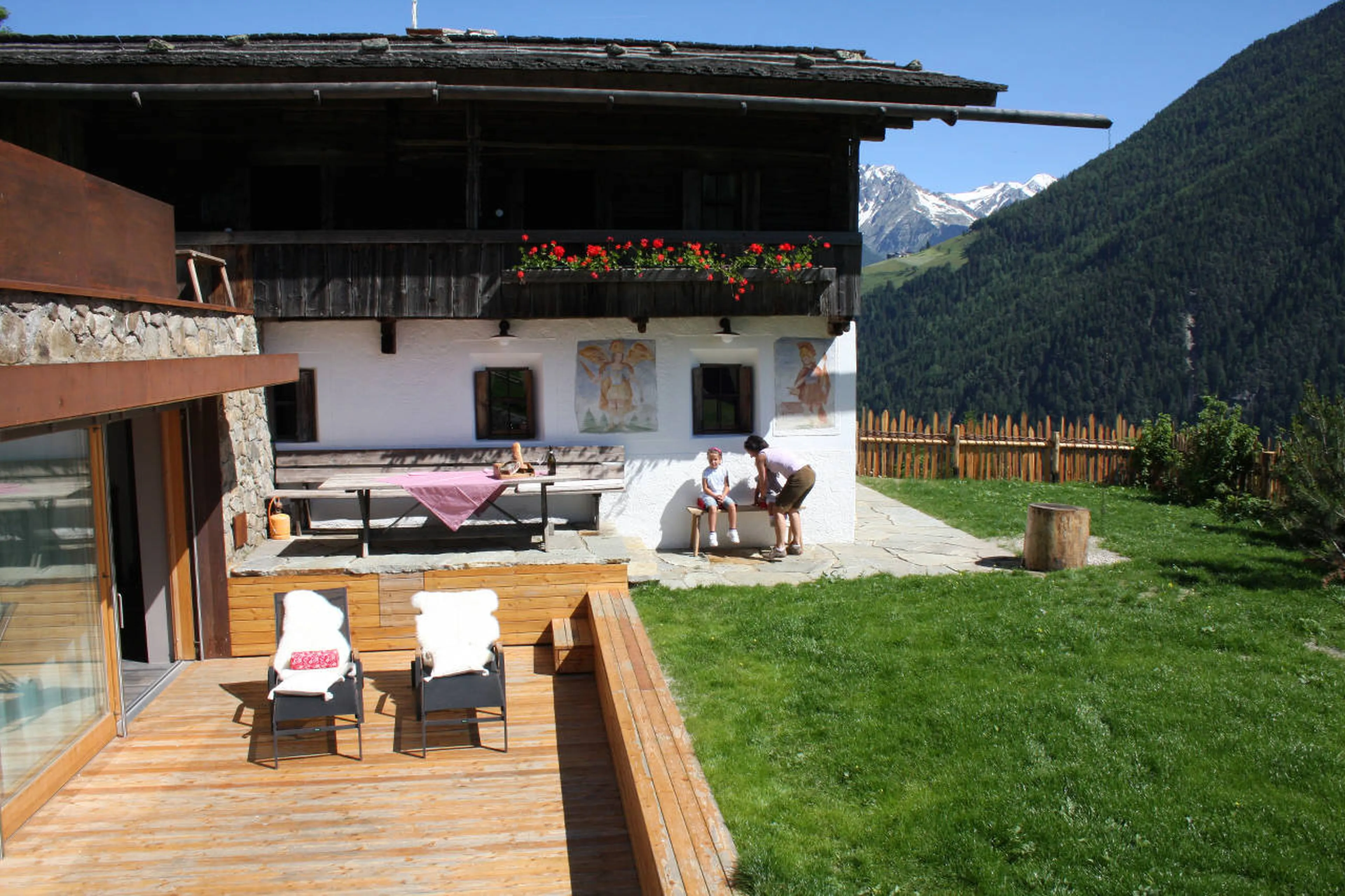 Outdoor terrace with a view, Chalet Obertreyen near Kronplatz