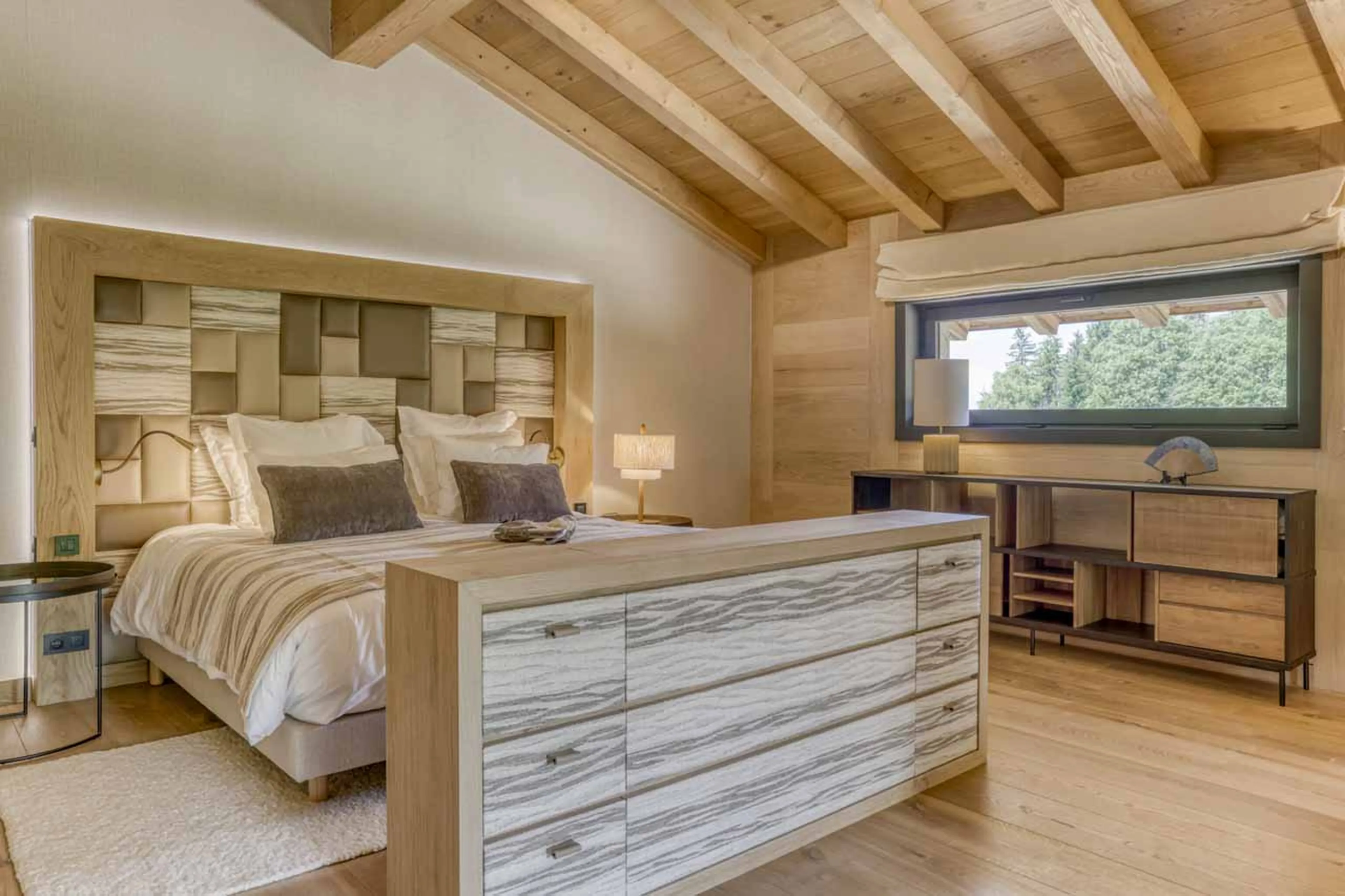 Master bedroom at Chalet Olivier in Megeve