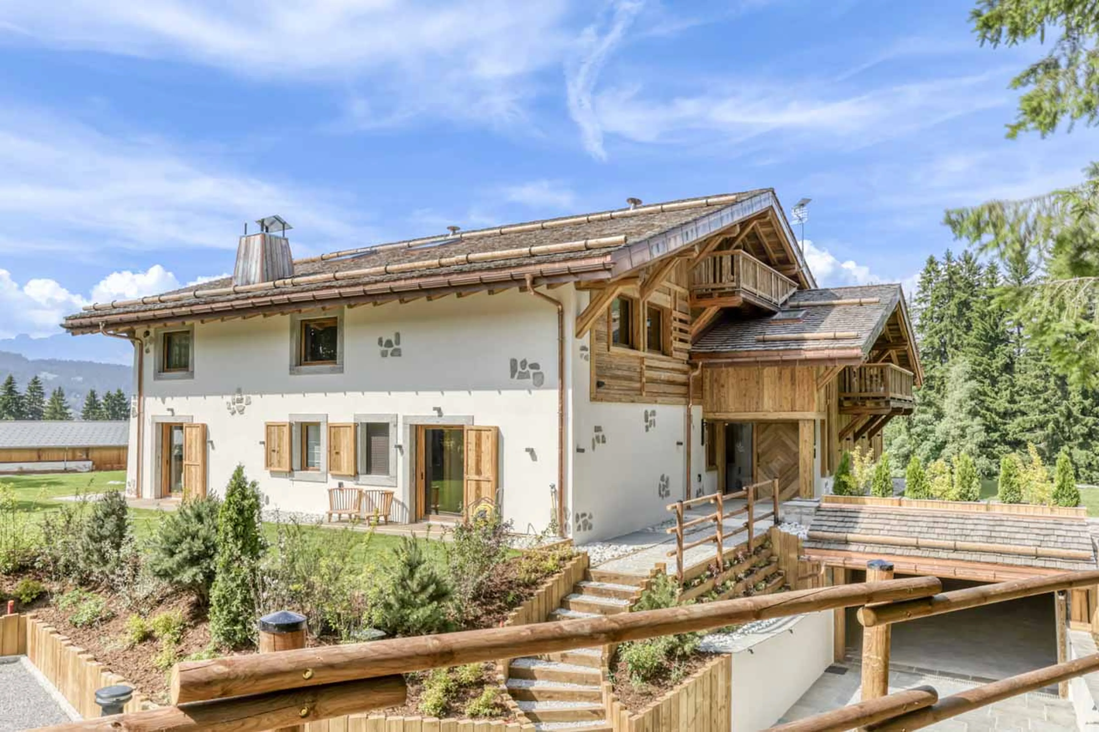 Exterior and garage entrance at Chalet Olivier in Megeve