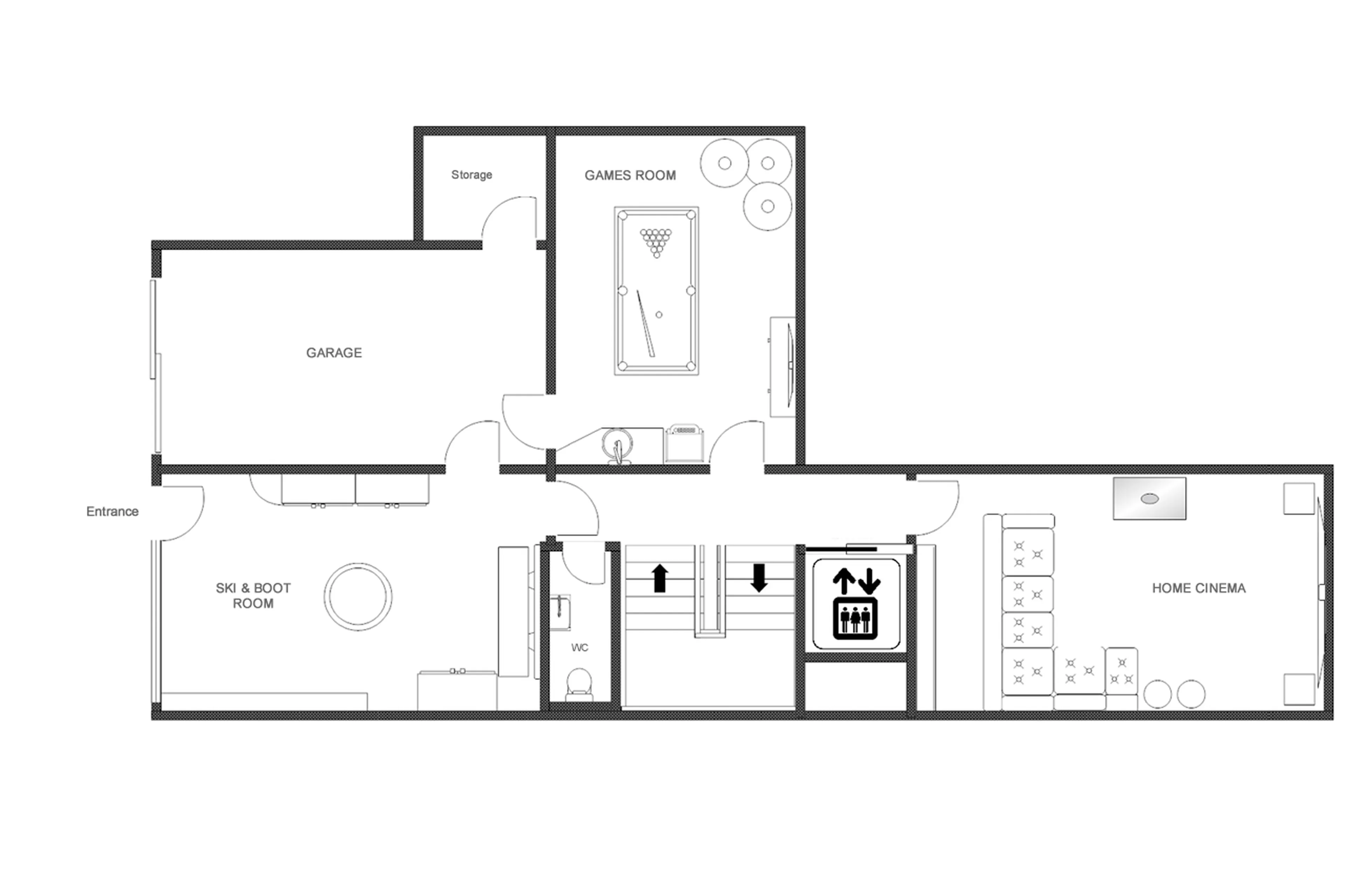 Level 0 floor plan of Chalet Oly in Val d'Isere