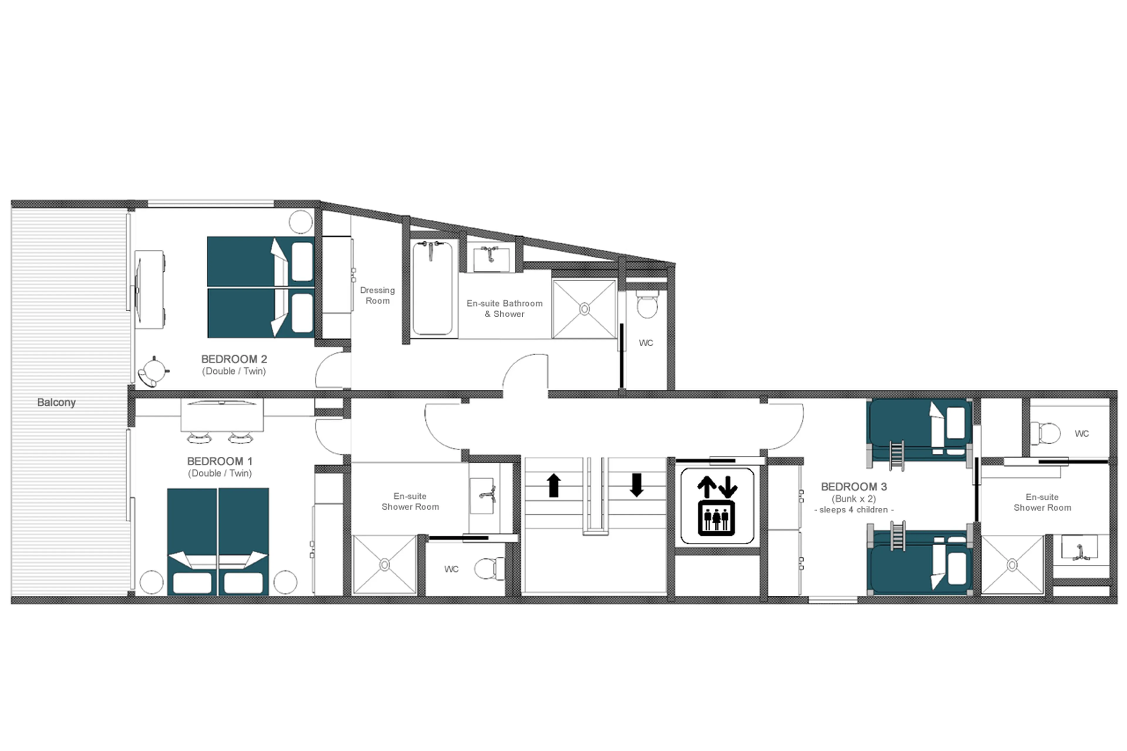 Level 1 floor plan of Chalet Oly in Val d'Isere