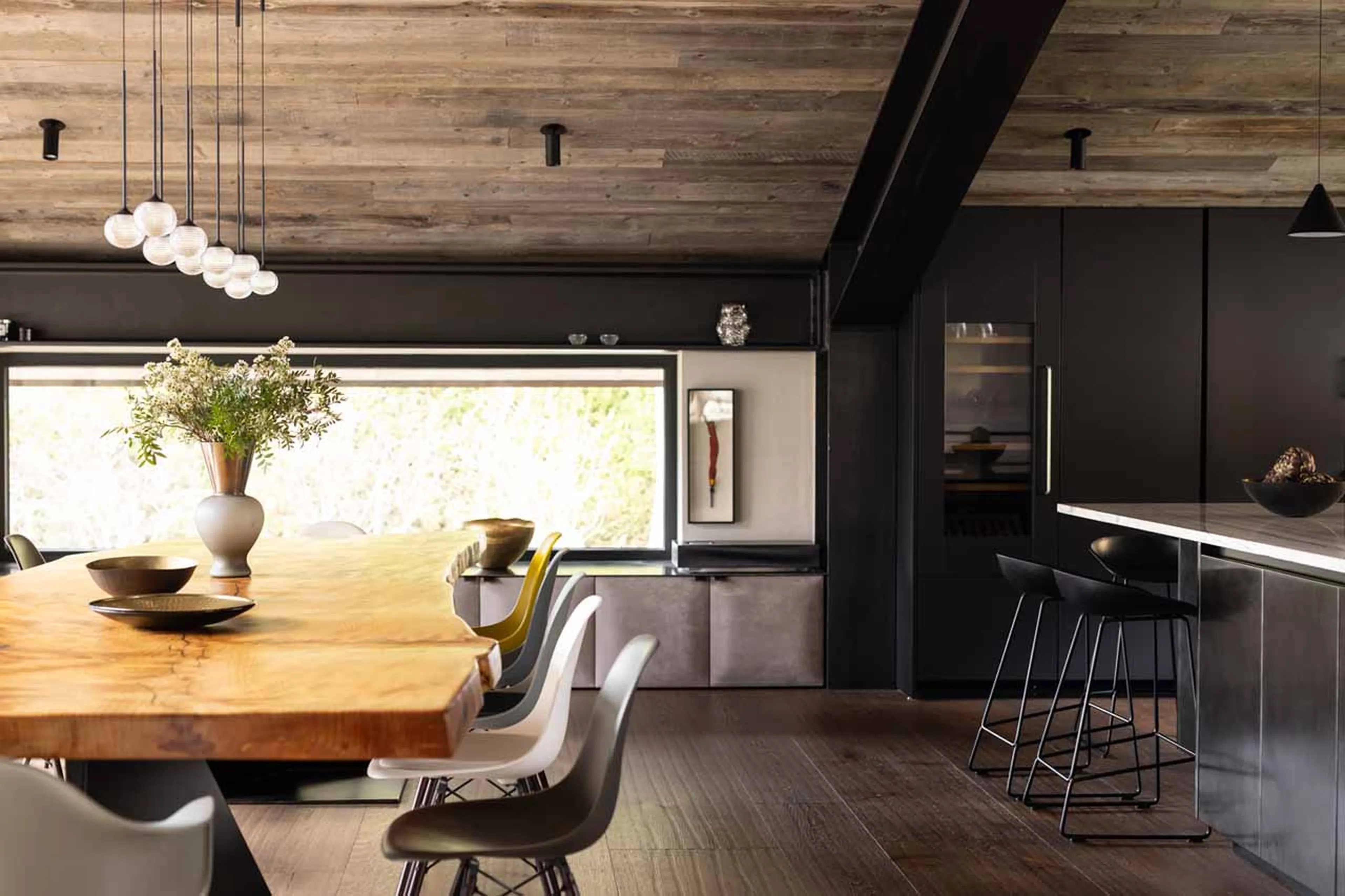 Dining table at night at Chalet On The Rocks in Chamonix