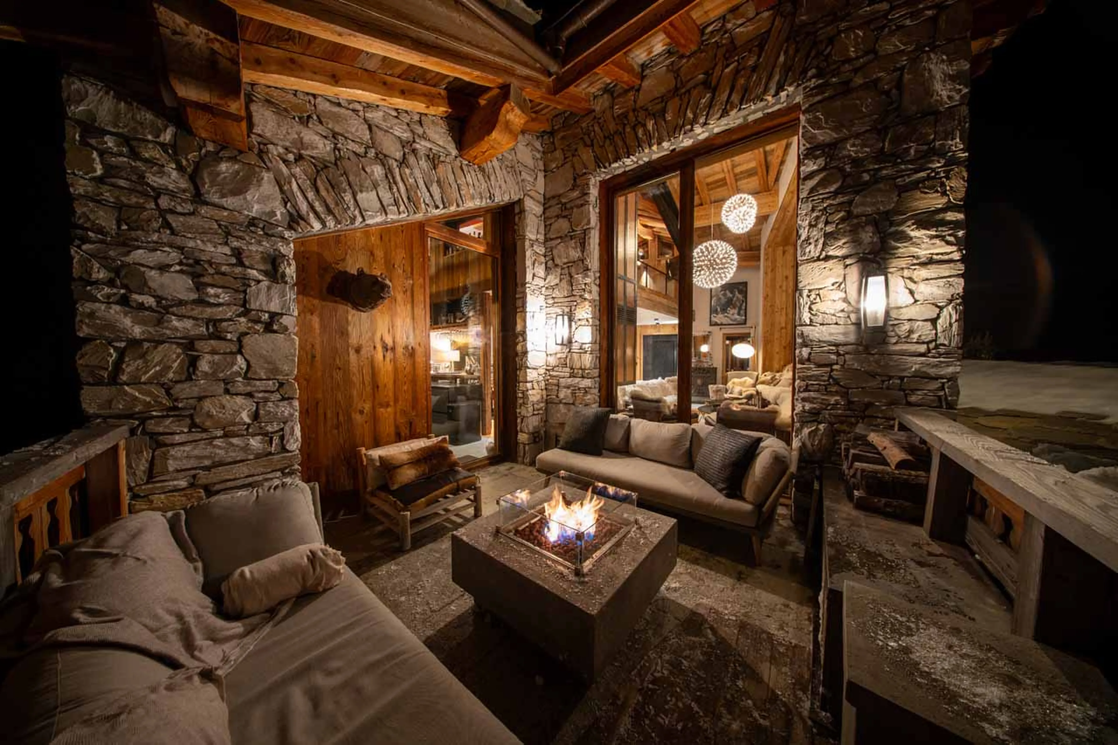 Outdoor seating in Chalet Orca in Les Fornet in Val d'Isere