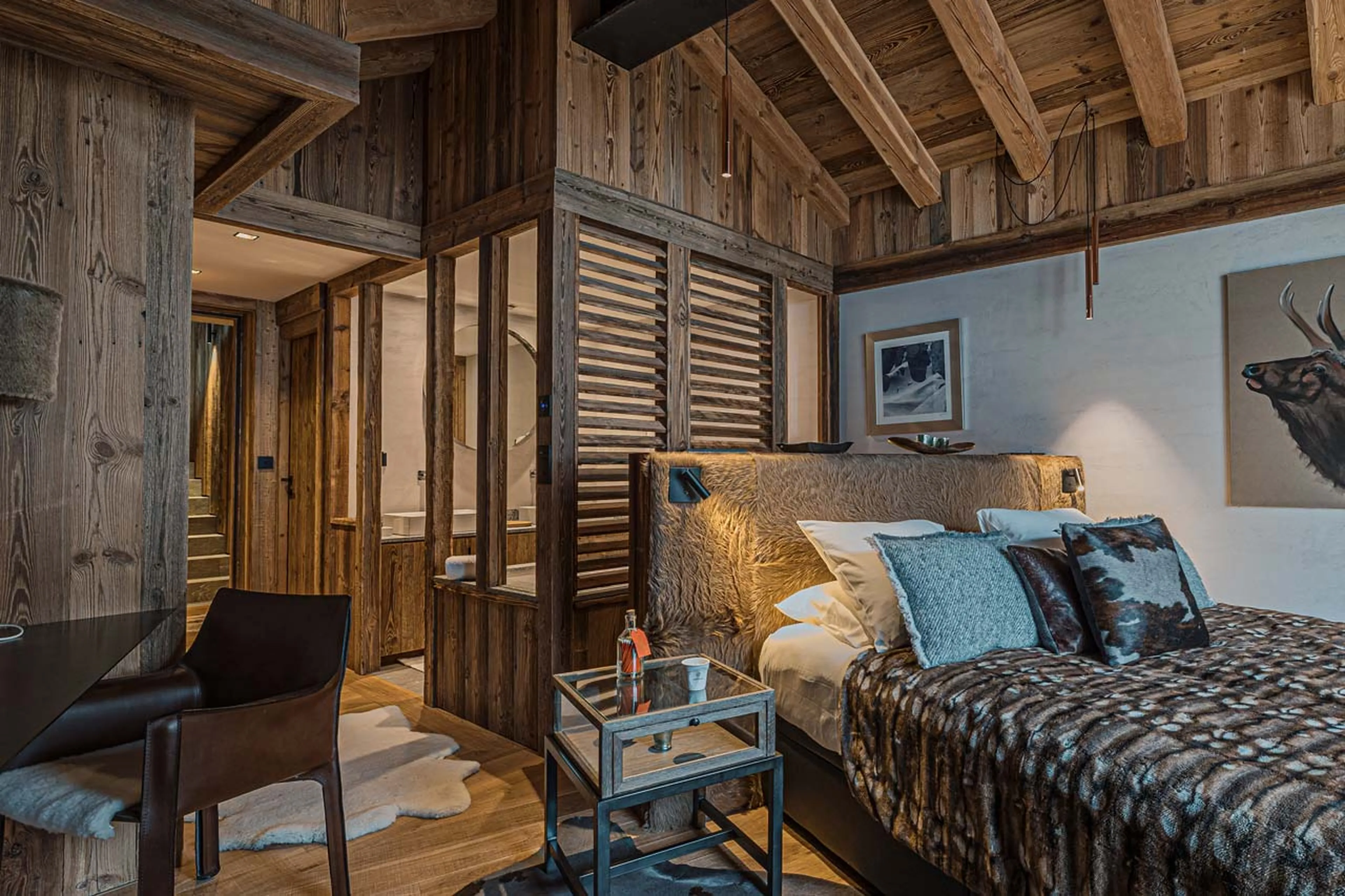 Interior of bedroom two of Chalet Orca in Val d'Isere