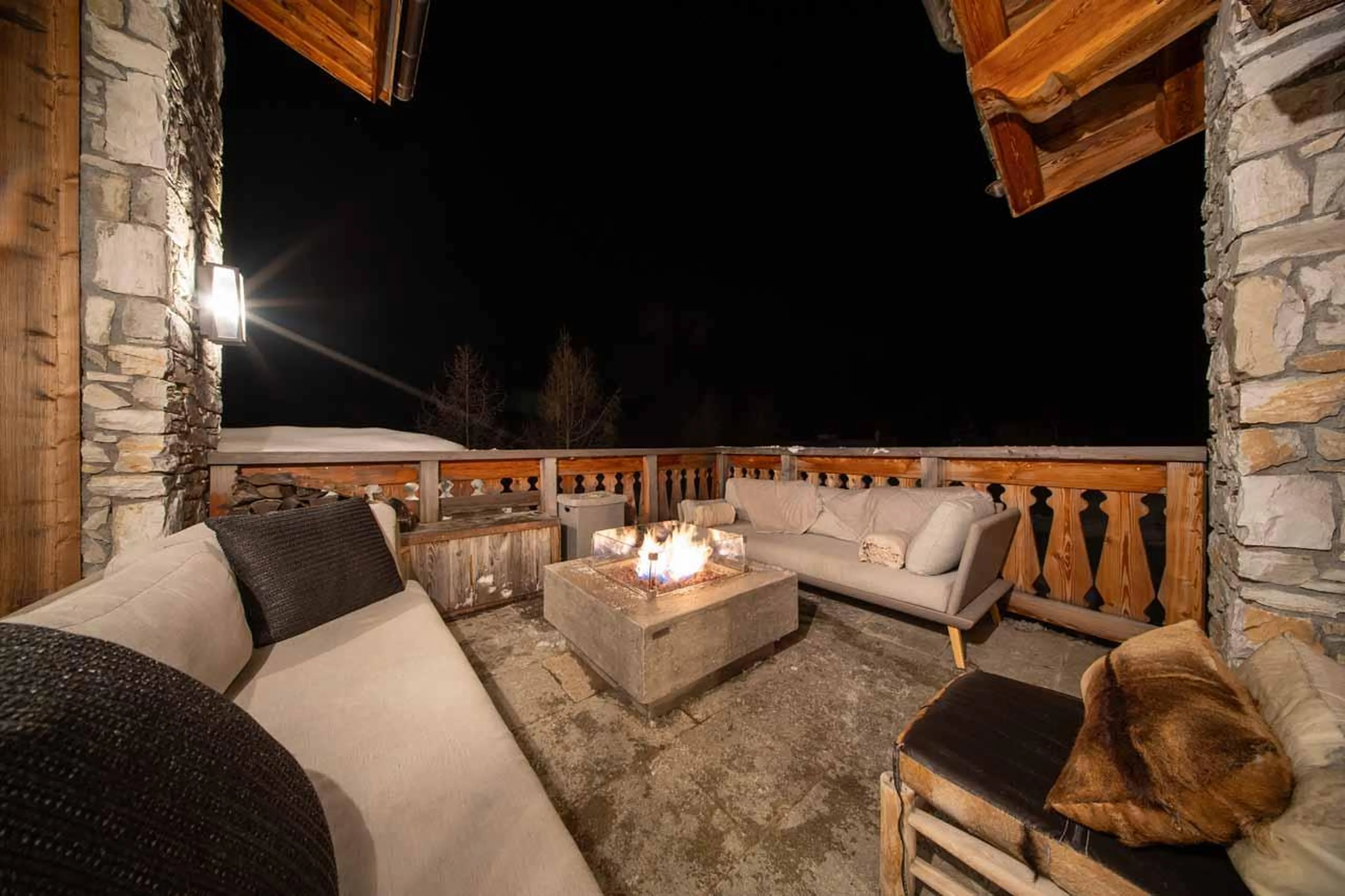 Outdoor seating in Chalet Orca in Les Fornet in Val d'Isere