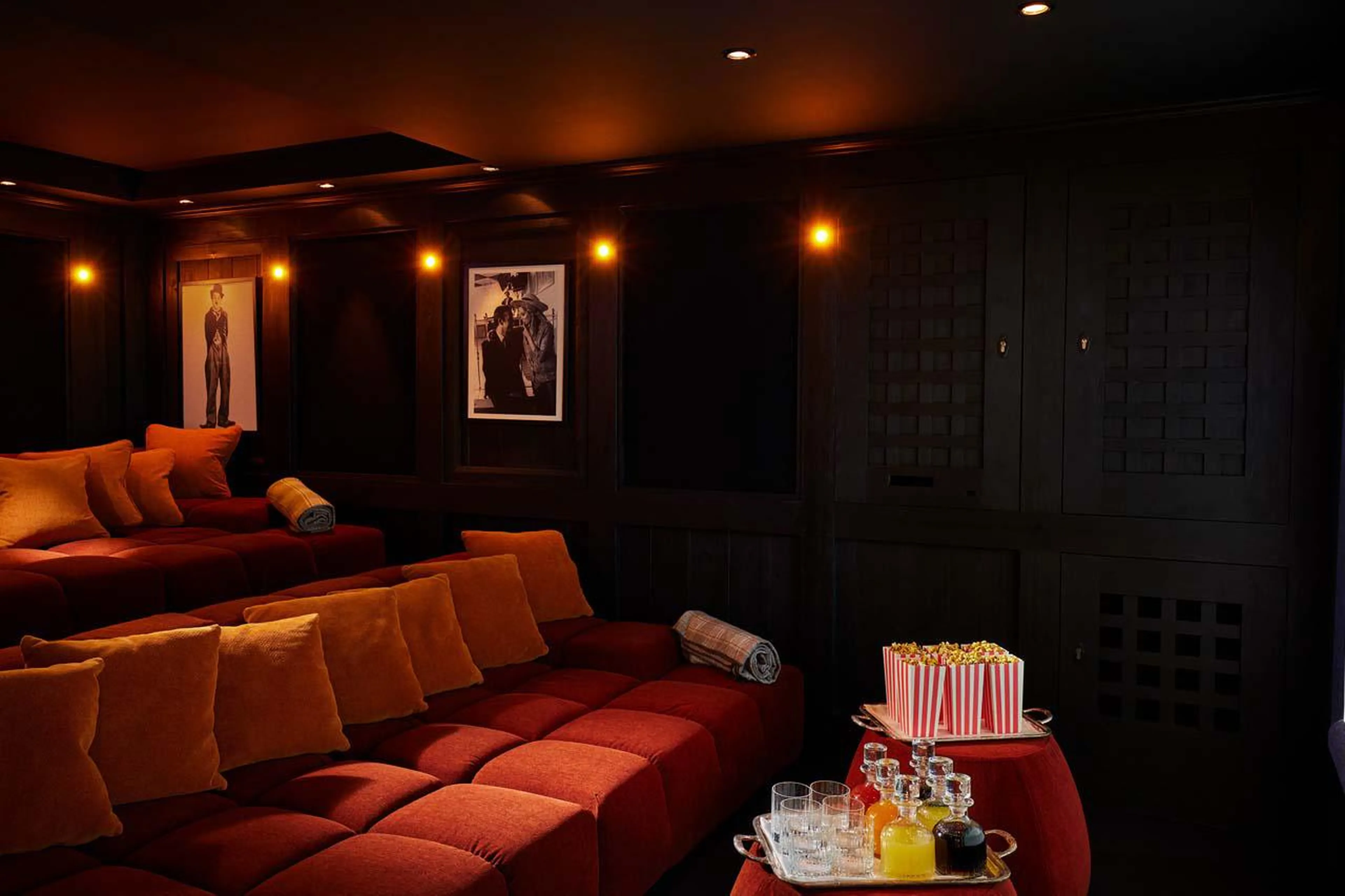 Stunning cinema room with plush seating in Chalet Ormello in Courchevel 1850