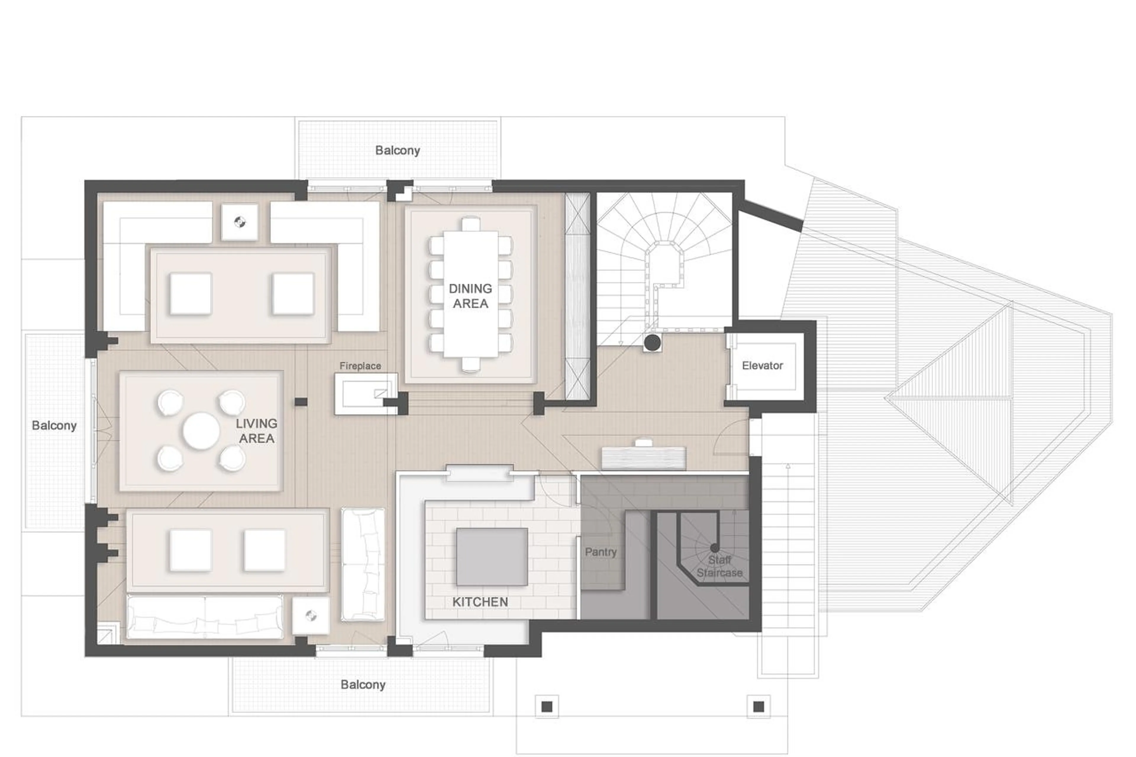 Level 2 floor plan of Chalet Ormello in Courchevel 1850