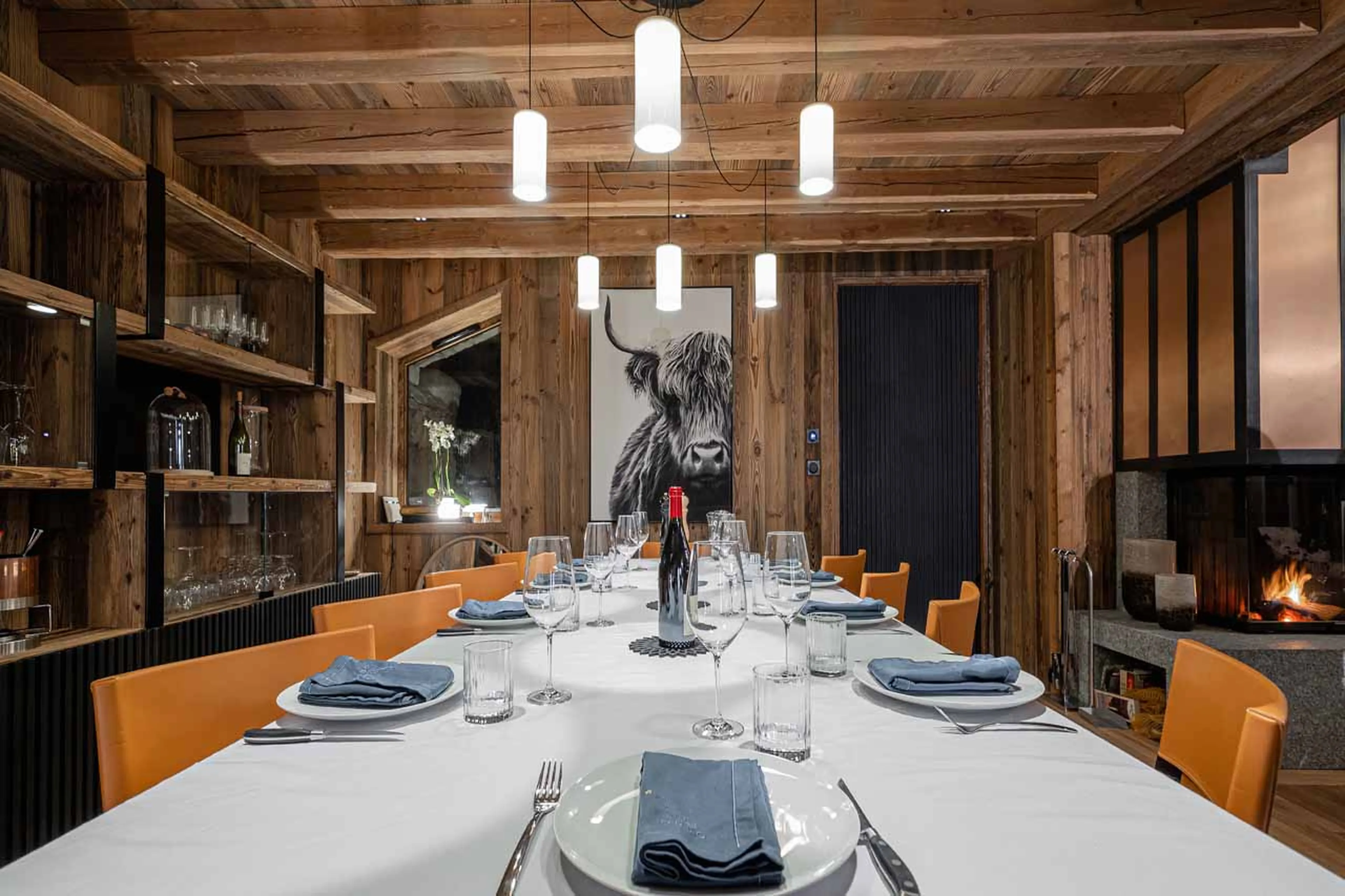 Living and dining area at Chalet Orso in Val d'Isere
