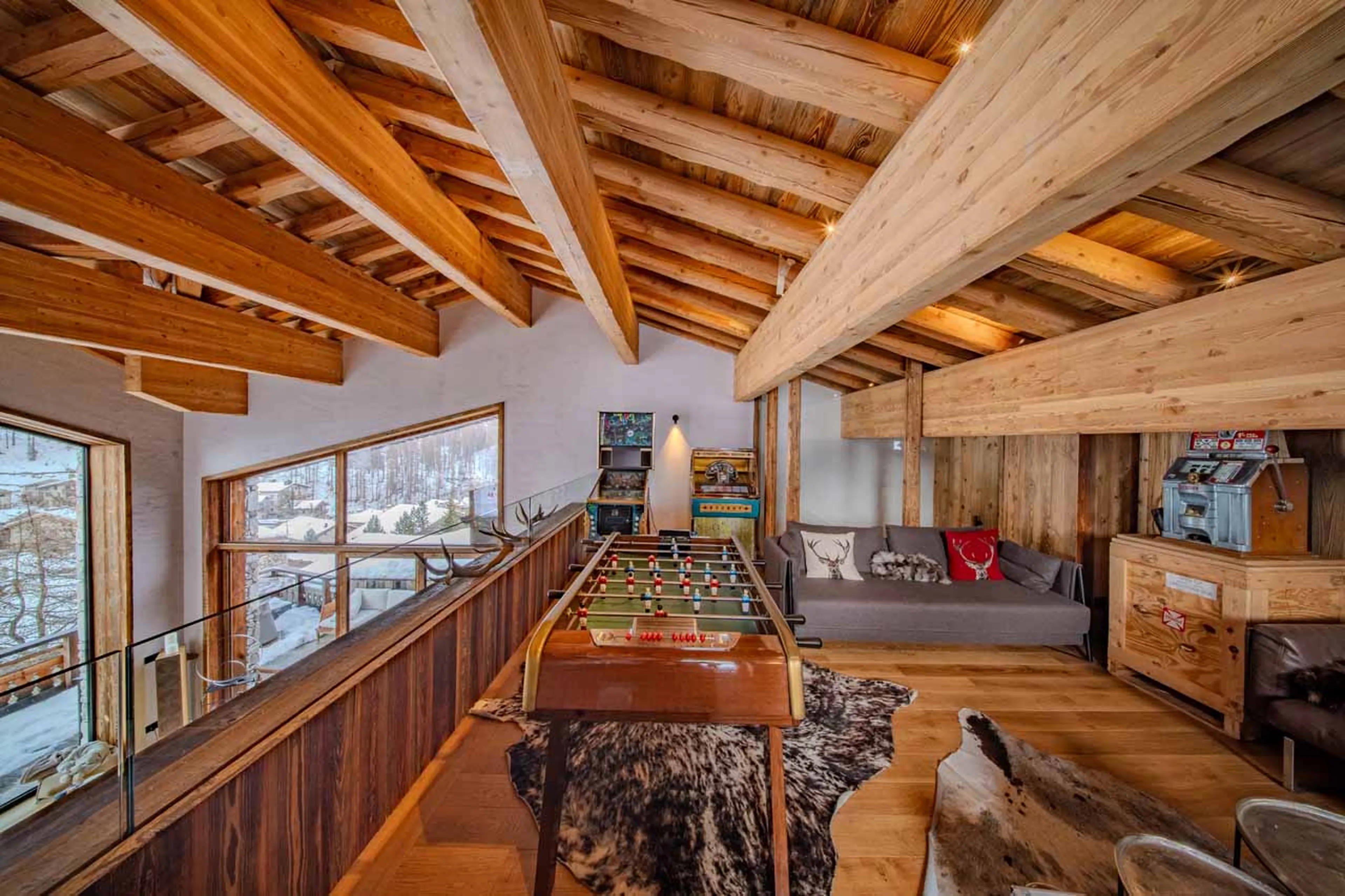 Mezzanine games area at Chalet Orso in Val d'Isere