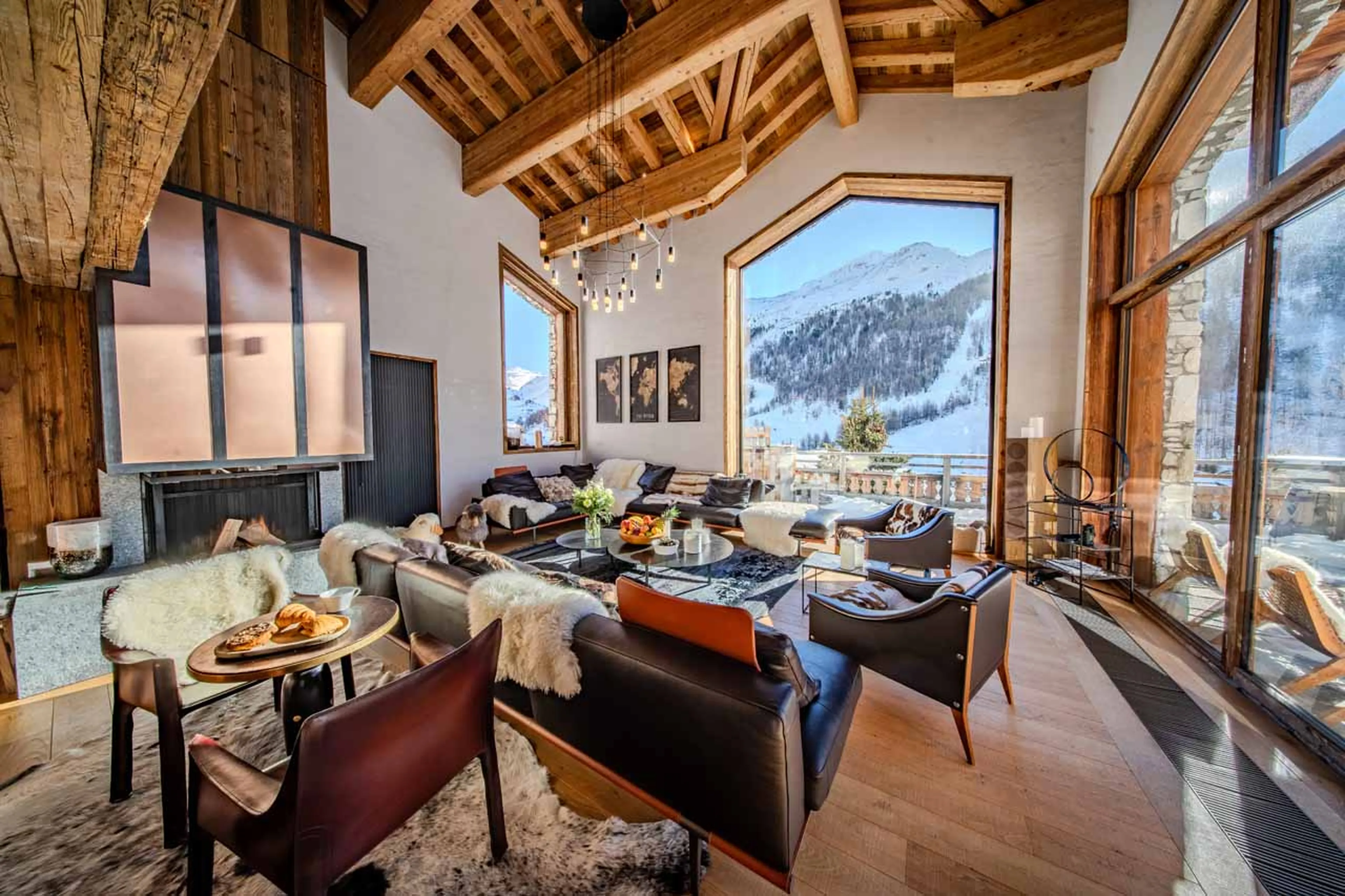 Aerial view of living area at Chalet Les Ours in Val d'Isere