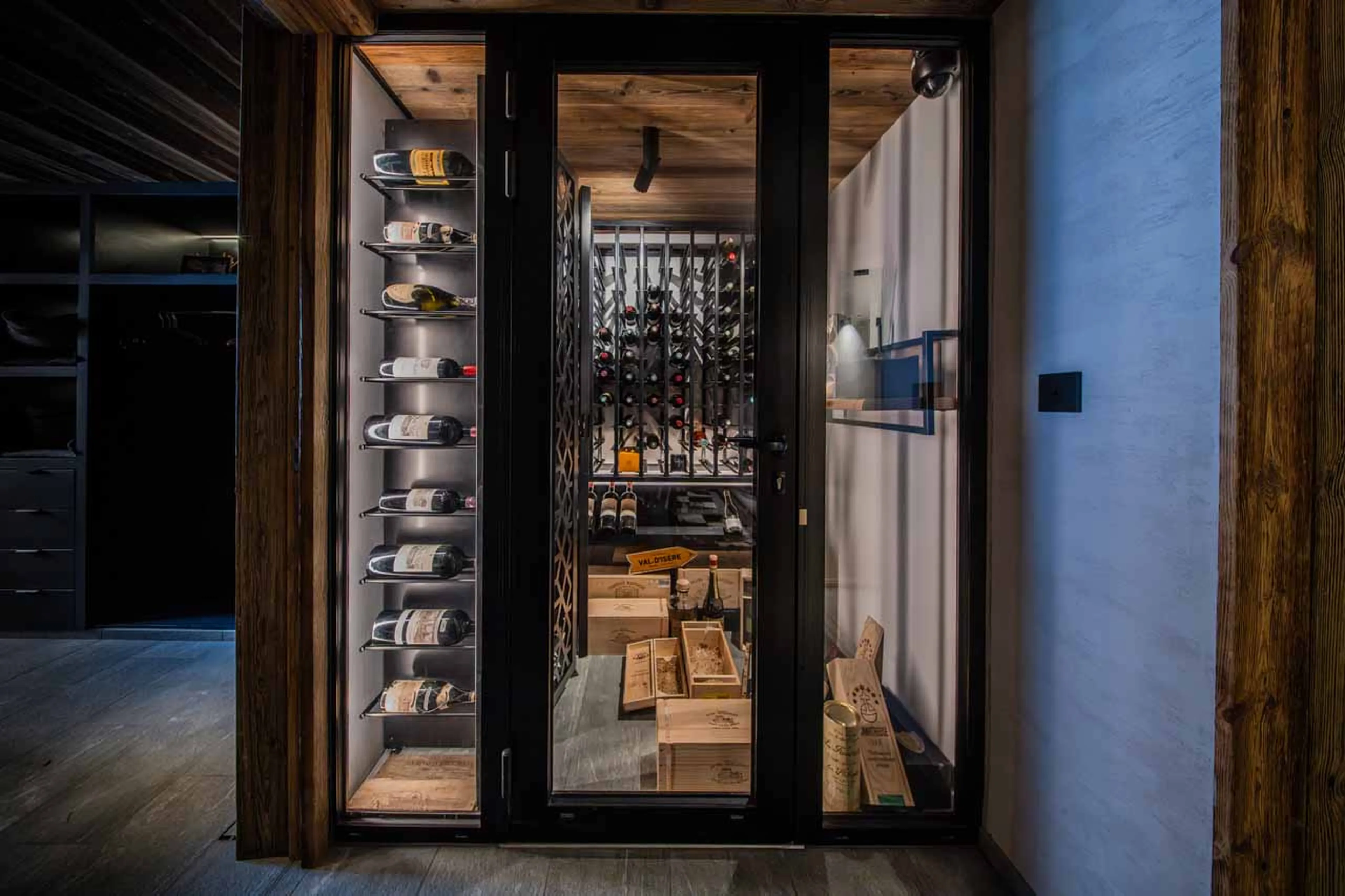 Custom-designed wine cellar at Chalet Orso in Val d'Isere