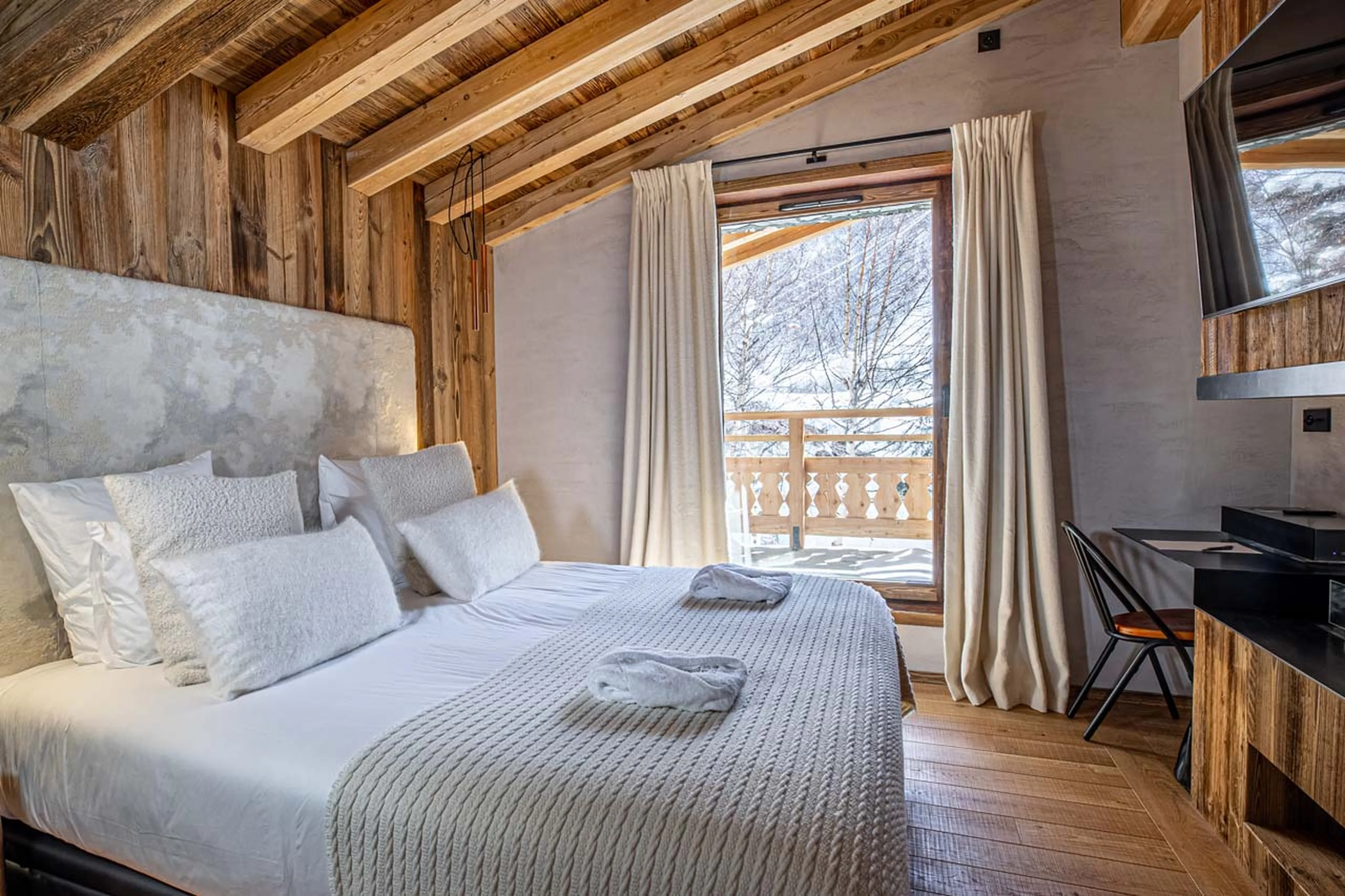 Bedroom one at Chalet Orso in Val d'Isere