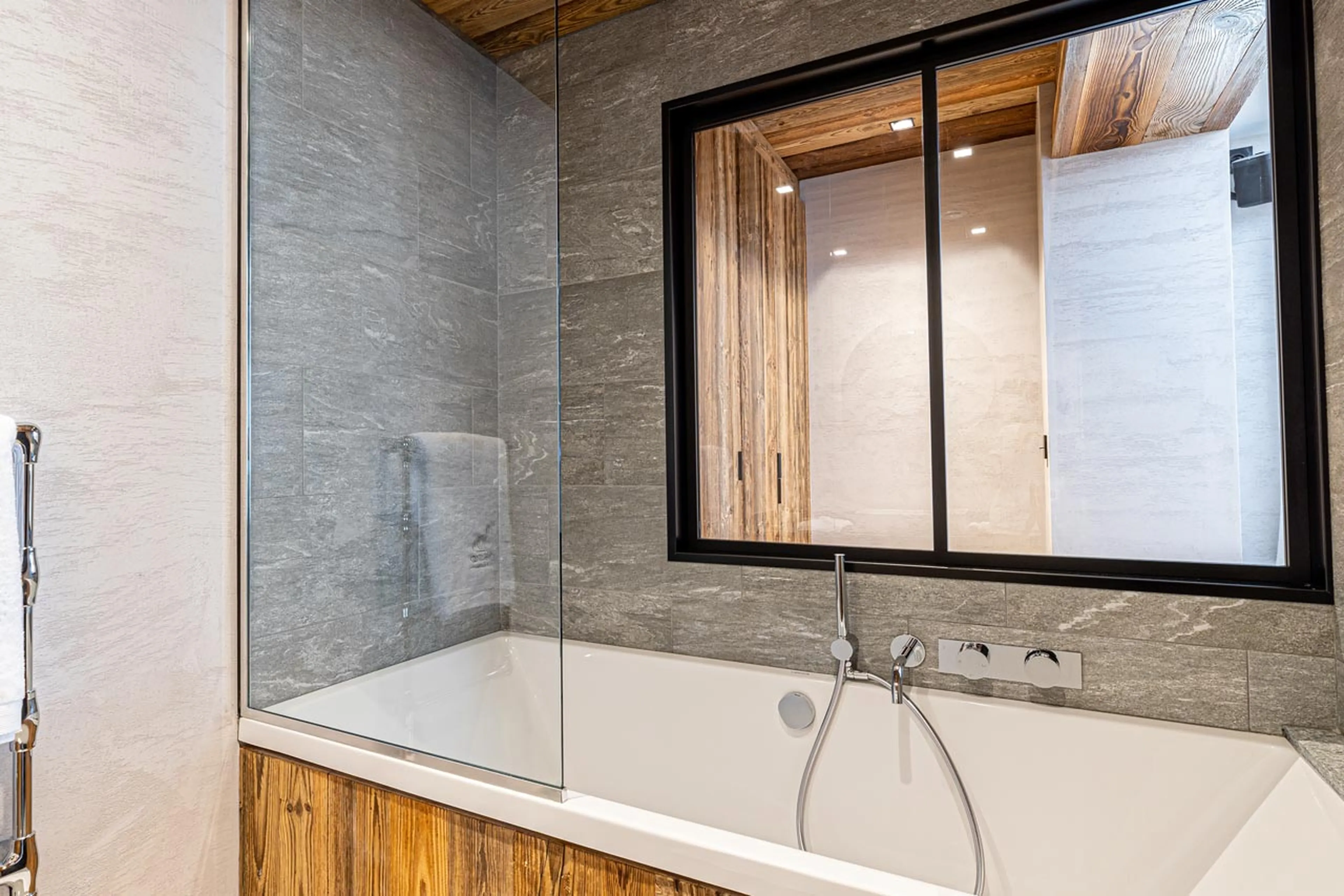 Bathtub in Bedroom three at Chalet Orso in Val d'Isere