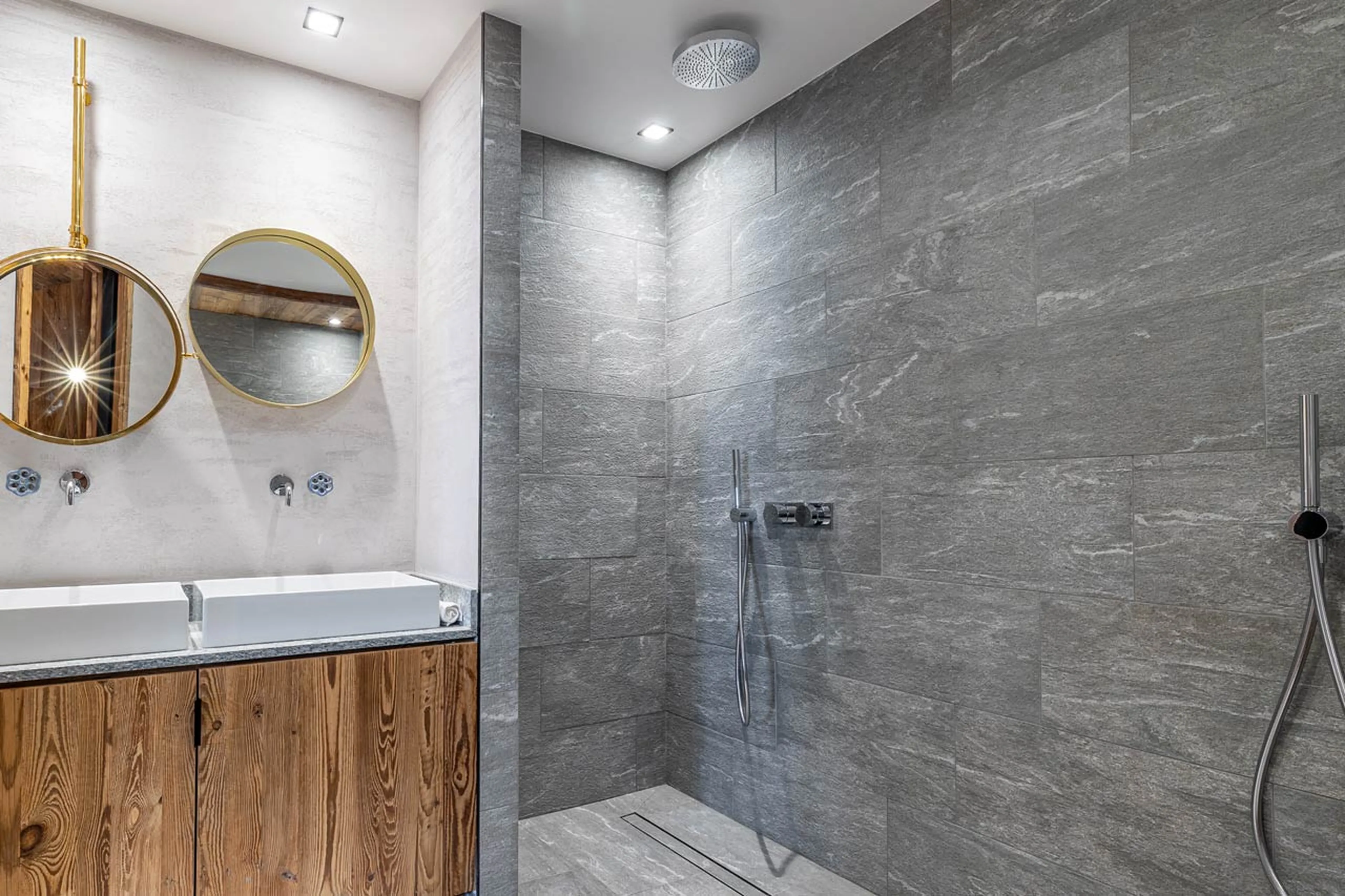 Double shower in Bathroom four at Chalet Orso in Val d'Isere