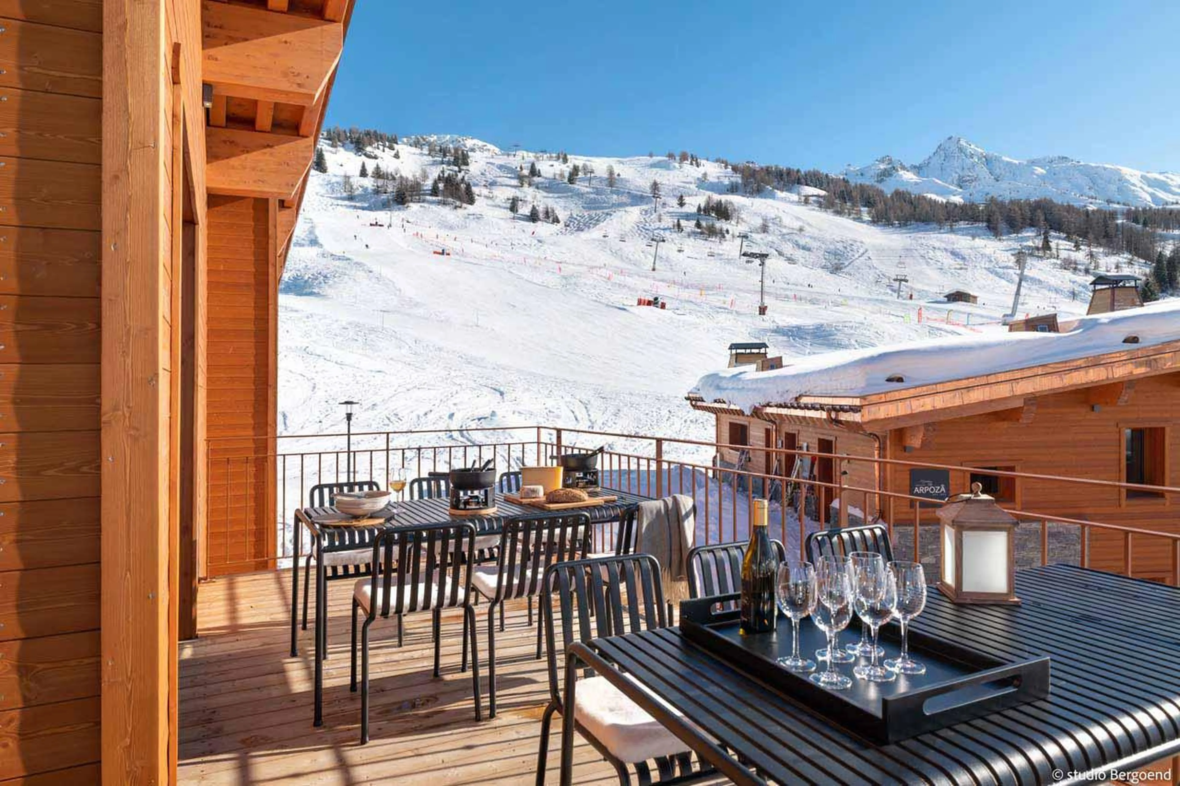 Terrace views at Chalet Osarcs Mille 8 in Les Arcs