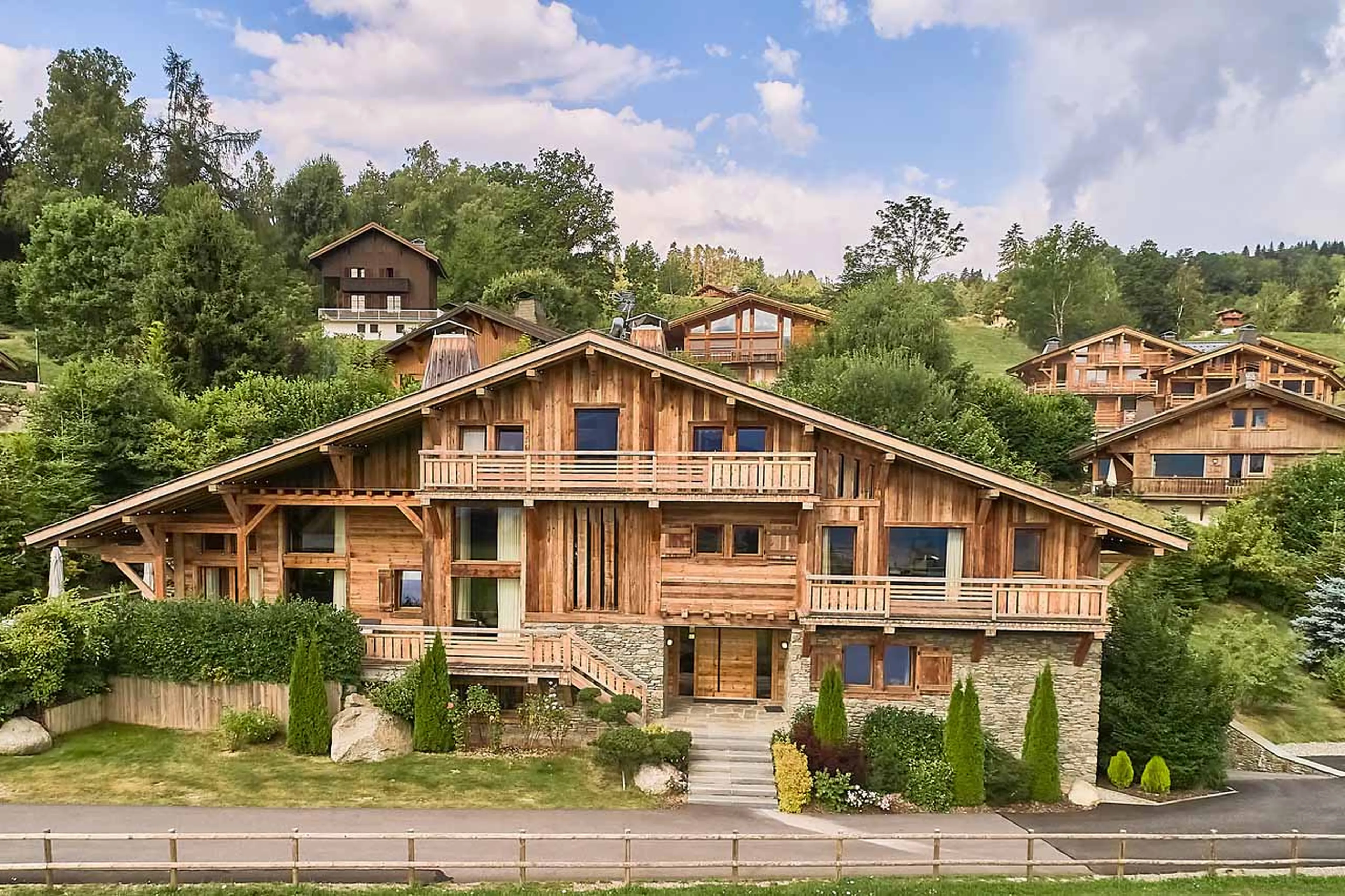 Exterior of Chalet Otoctone in Megeve in summer