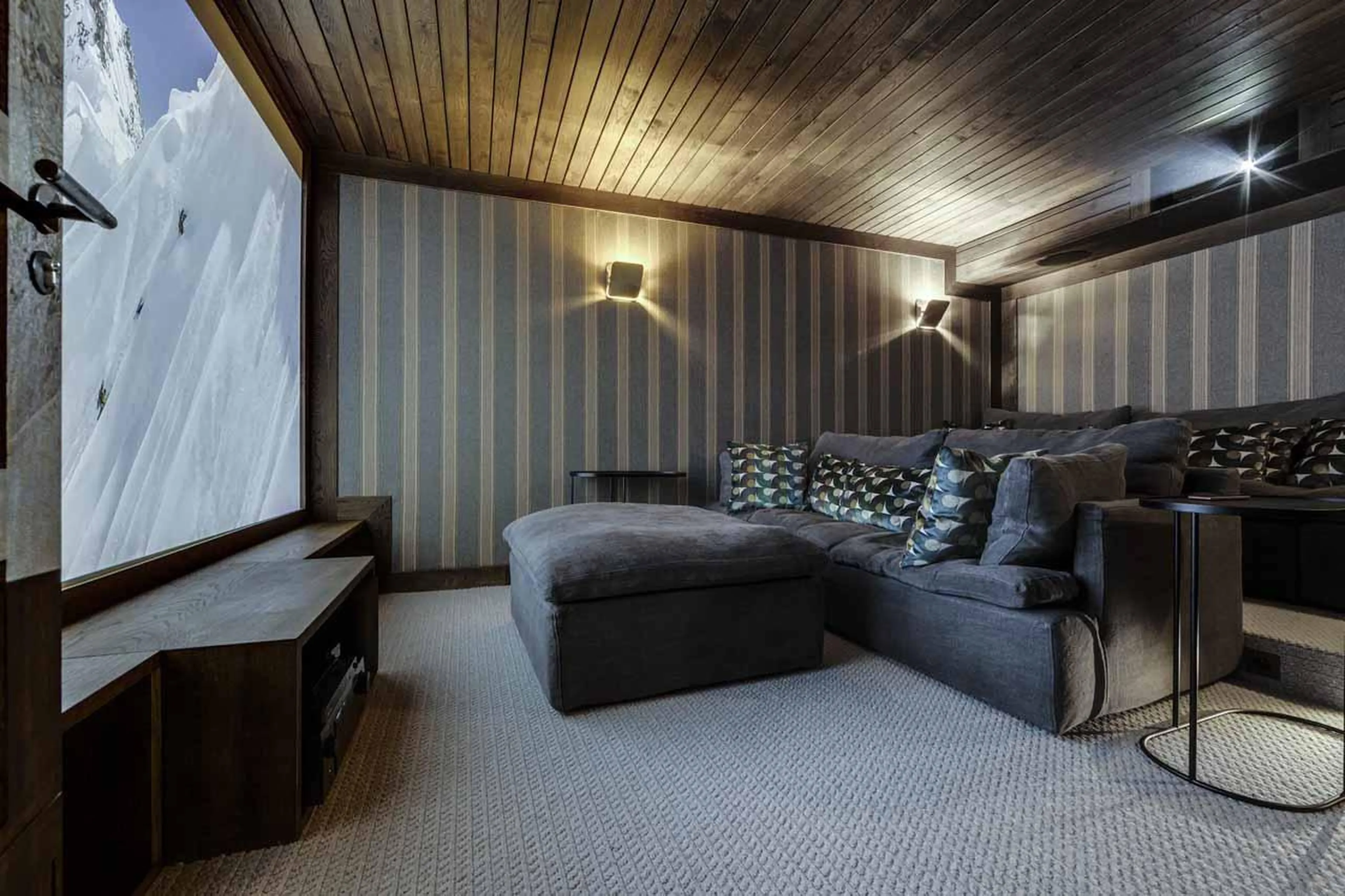 Tiered seating in cinema at Chalet Ottawa in Val d'Isere