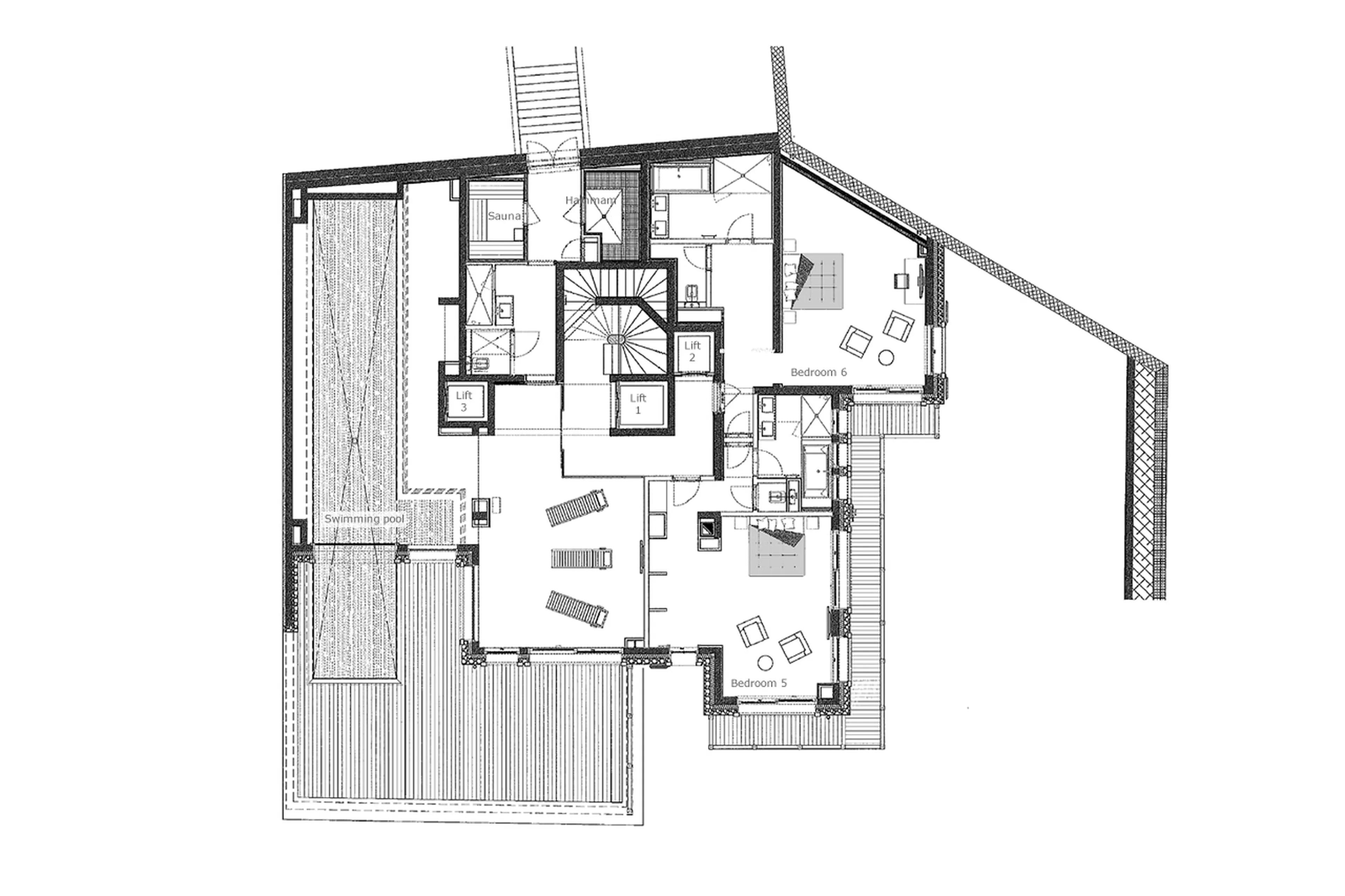 Level -1 floor plan of Chalet Owens in Courchevel 1850